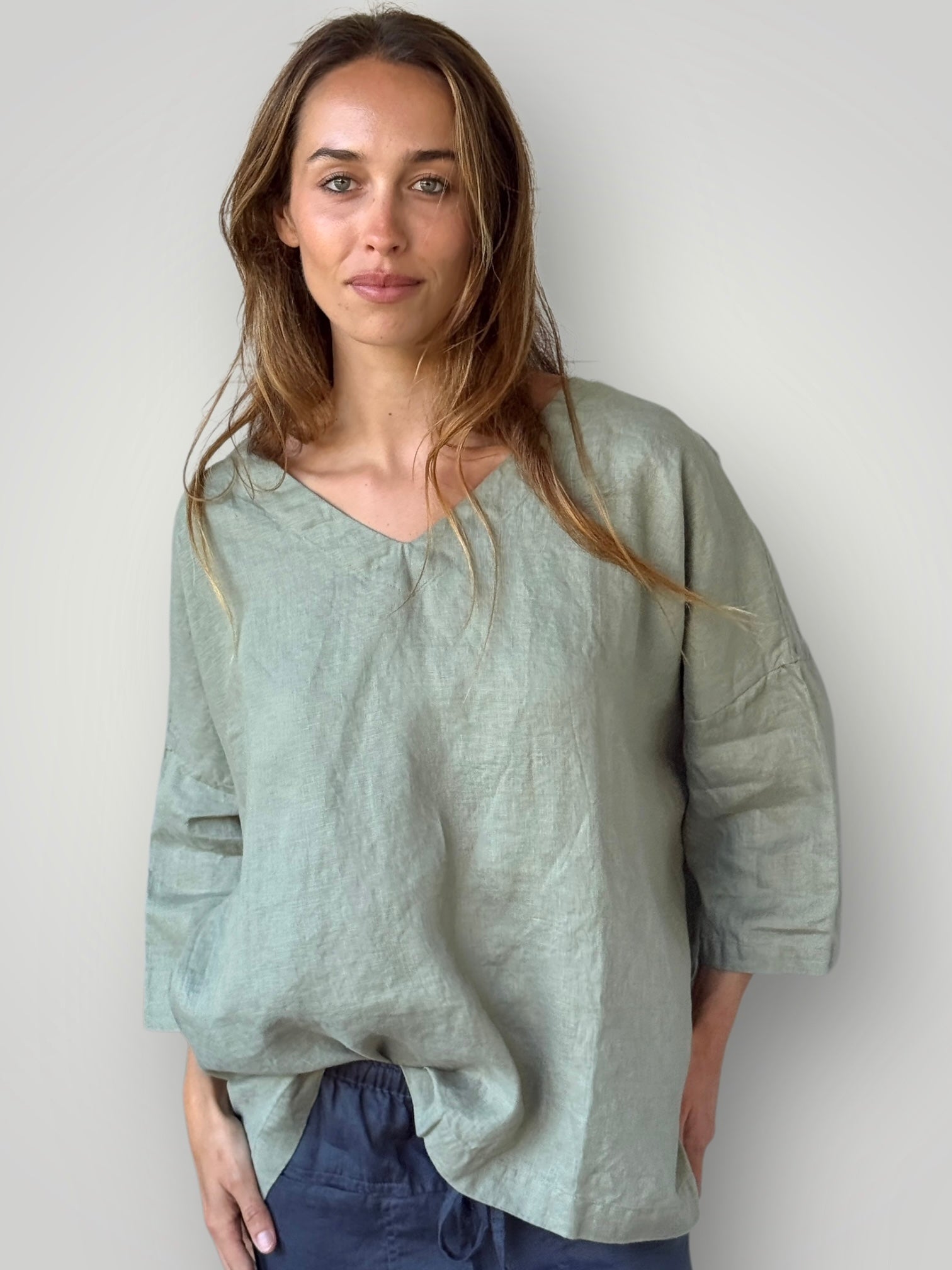 lydia top - sage linen Apparel