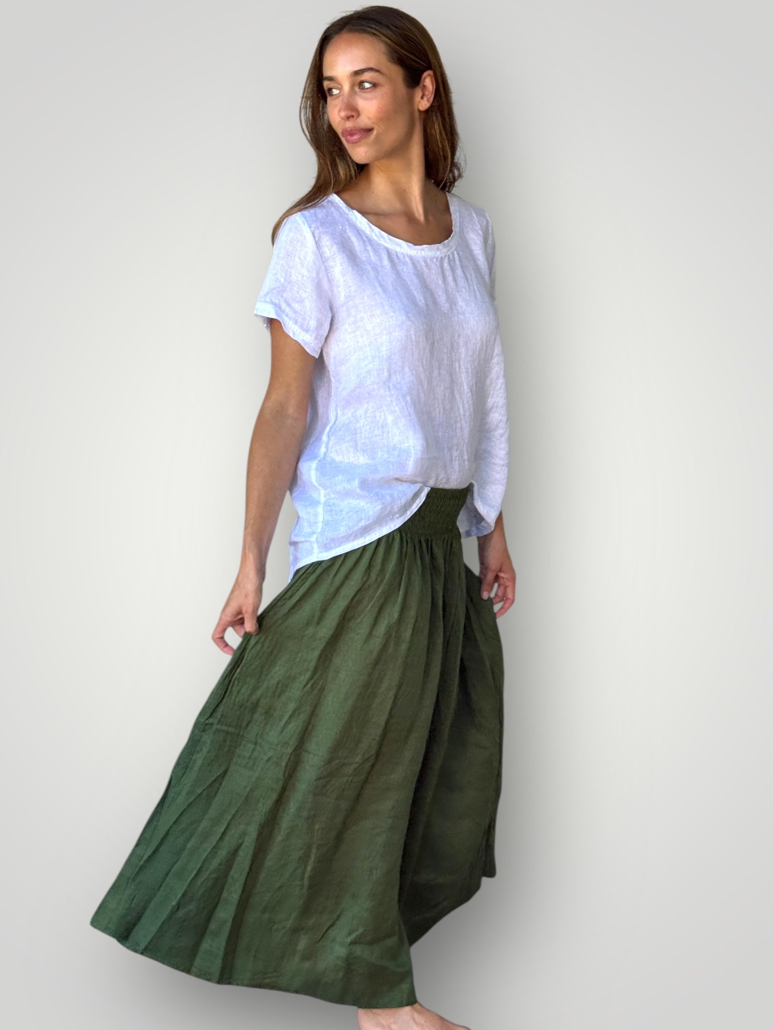 lulu skirt - moss linen Apparel