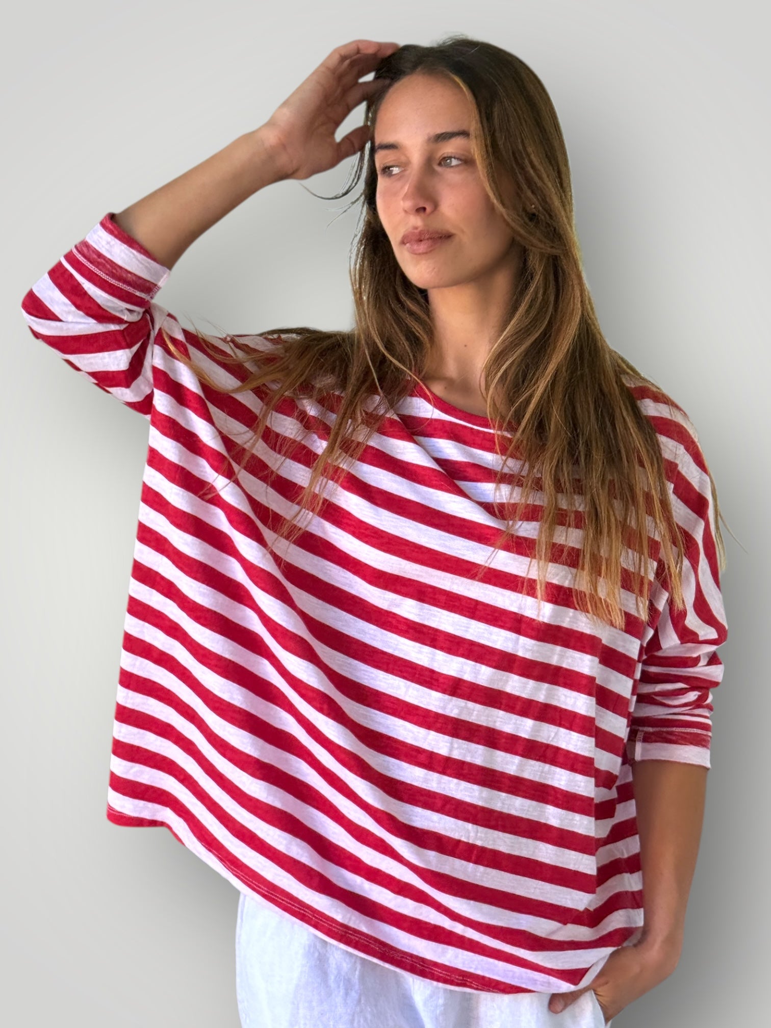 estella top-red stripe cotton knit Apparel