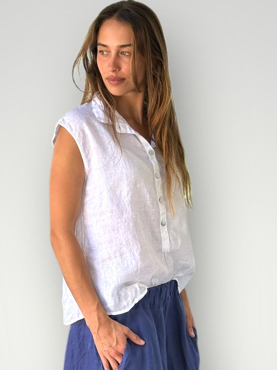 lexi top- white linen Apparel