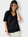 renee linen knit tee - black Apparel