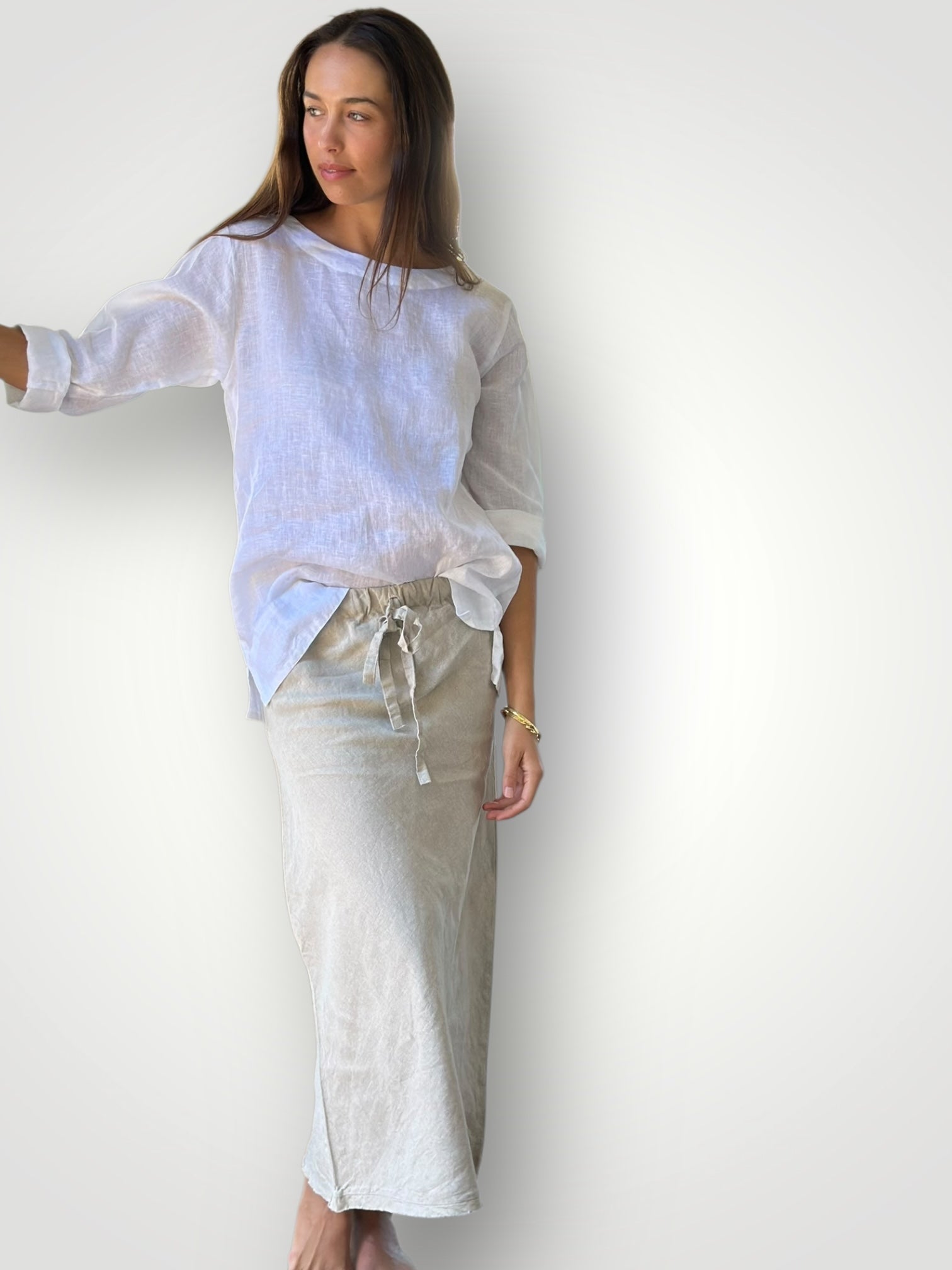 anthea skirt-natural linen Apparel
