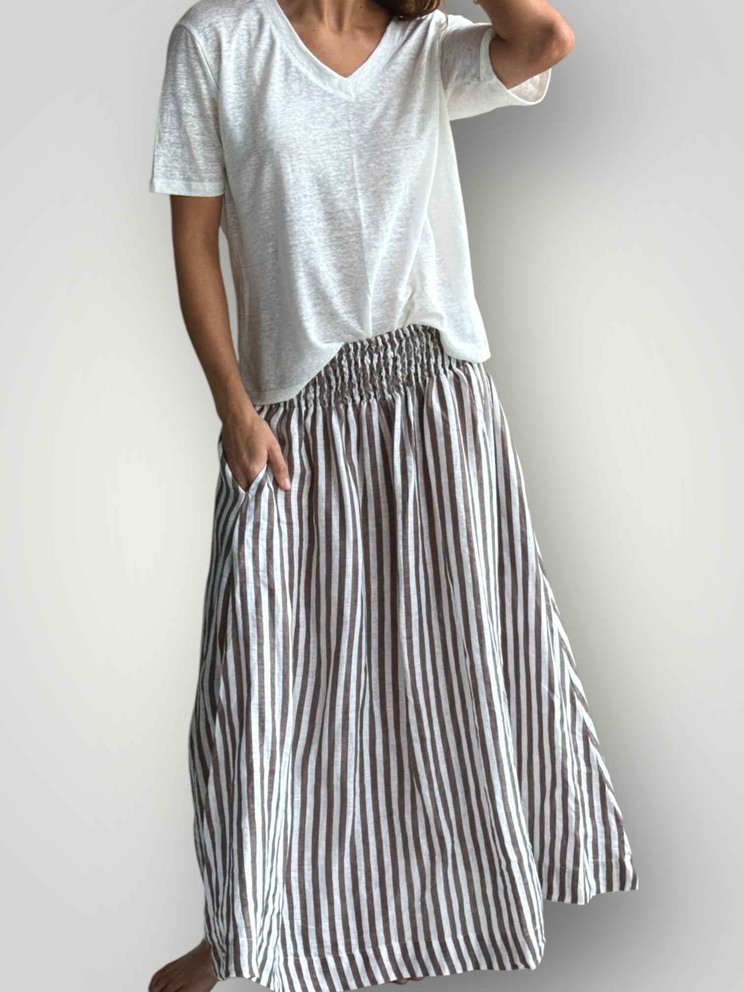 lulu skirt - soil stripe linen Apparel