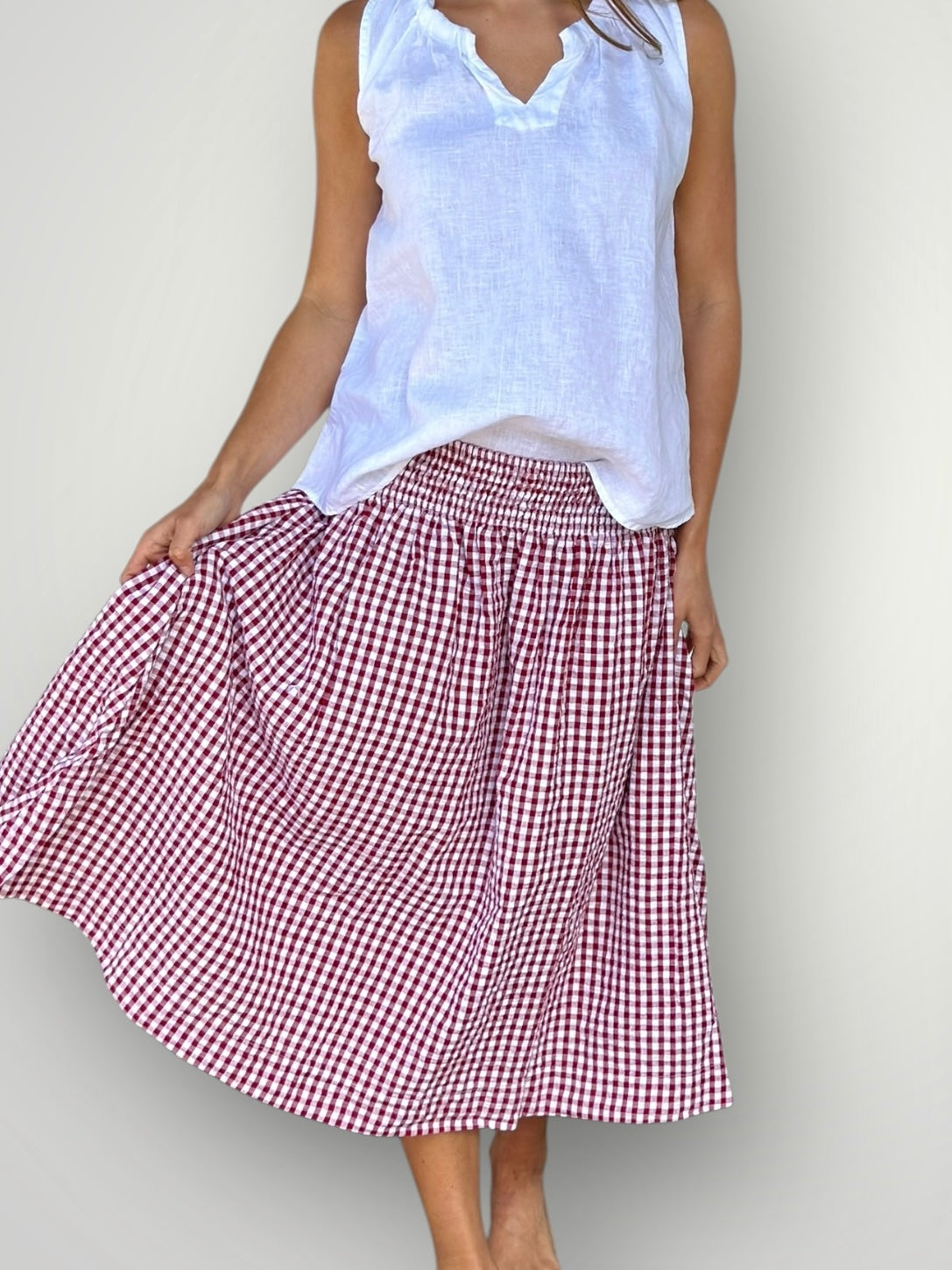 lola skirt -red gingham cotton Apparel