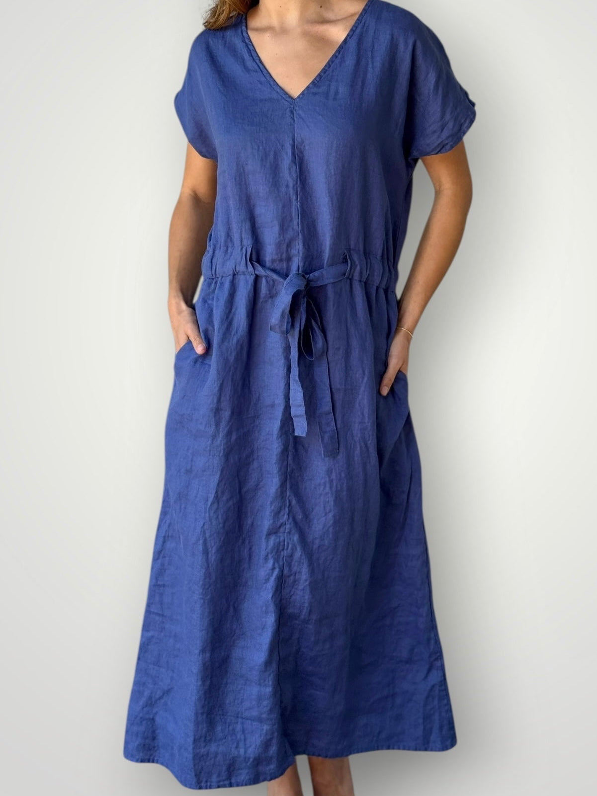 harper dress - blue dusk linen Apparel