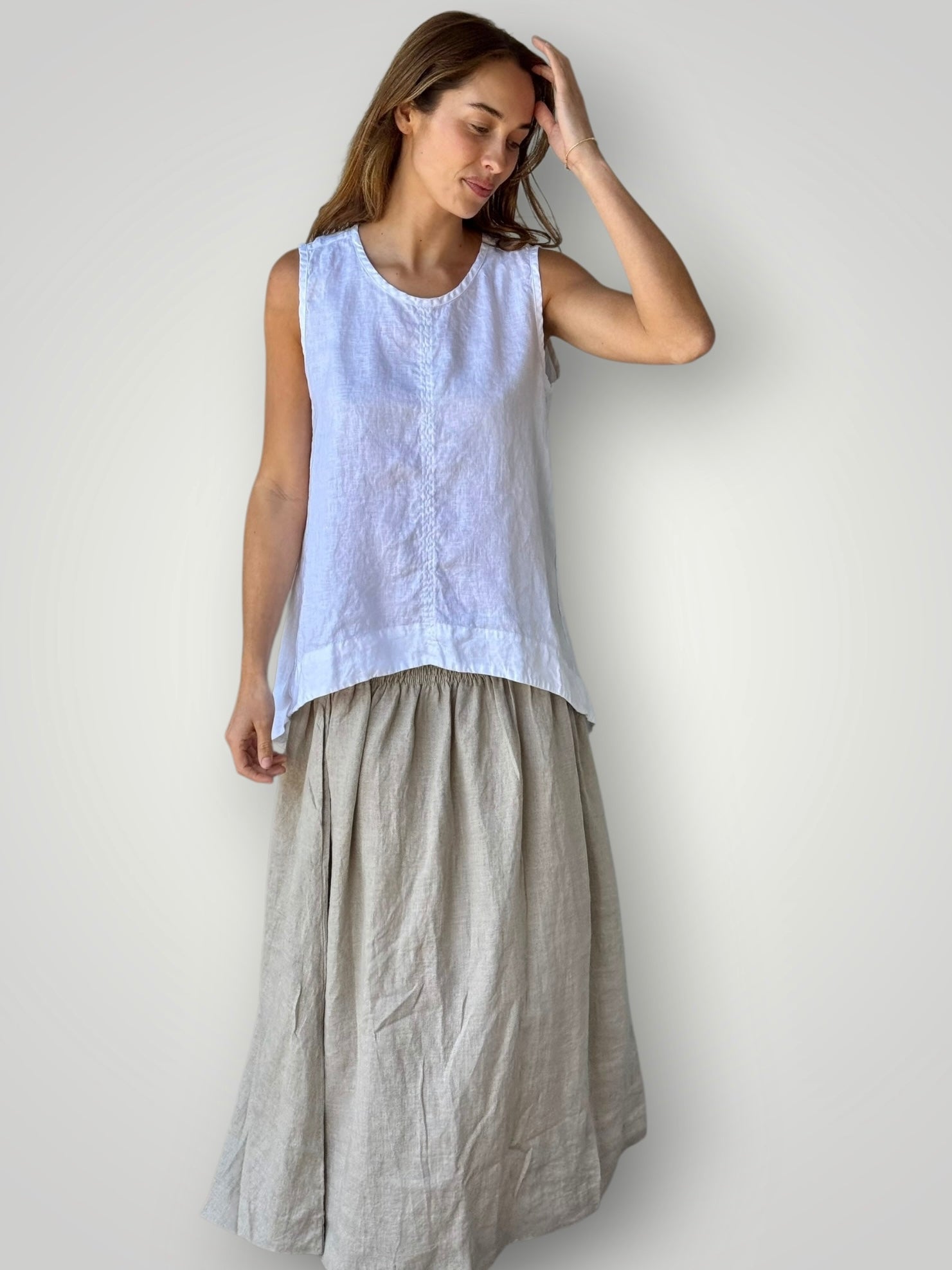 lulu skirt-natural linen Apparel