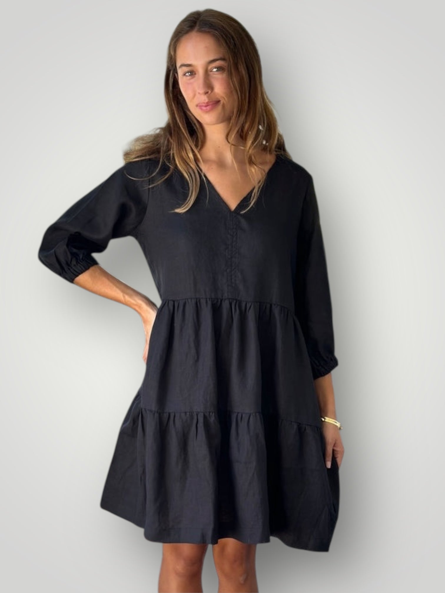 payton dress-black linen dress