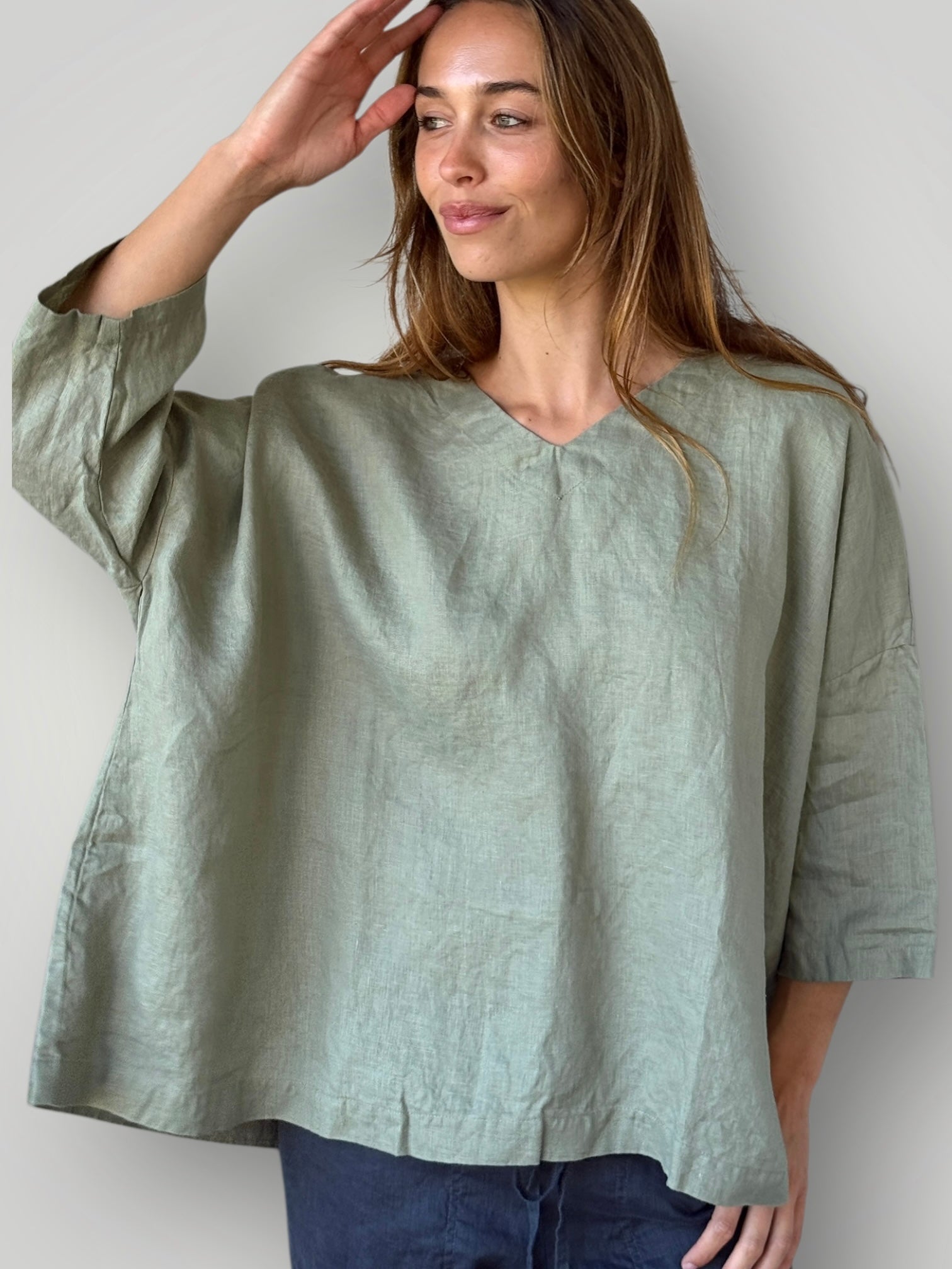 lydia top - sage linen Apparel
