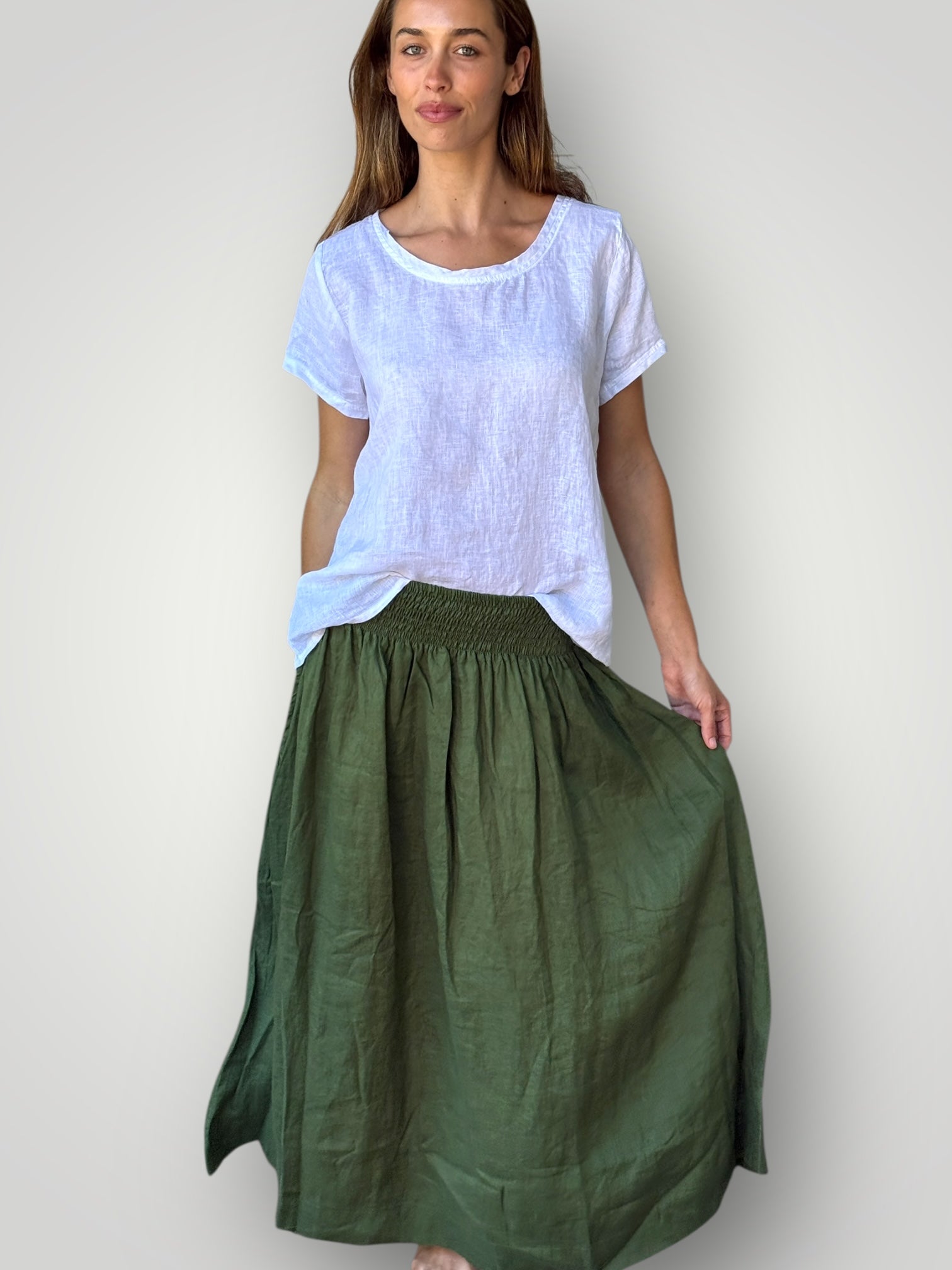 lulu skirt - moss linen Apparel