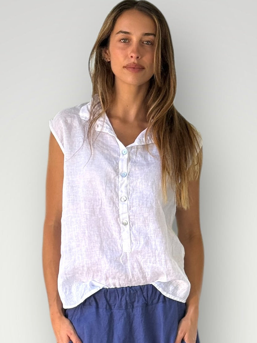 lexi top- white linen Apparel
