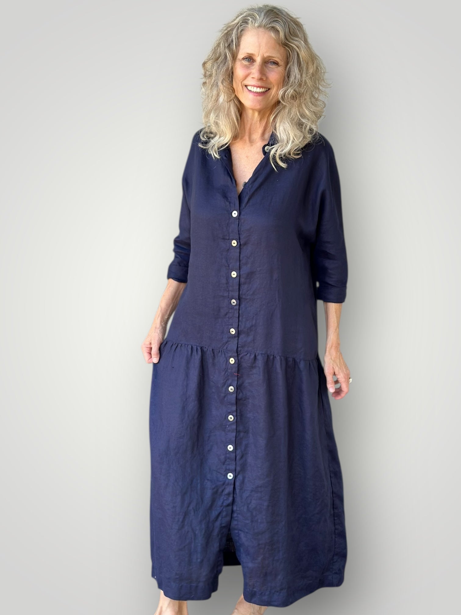 vivienne dress - indigo linen Apparel