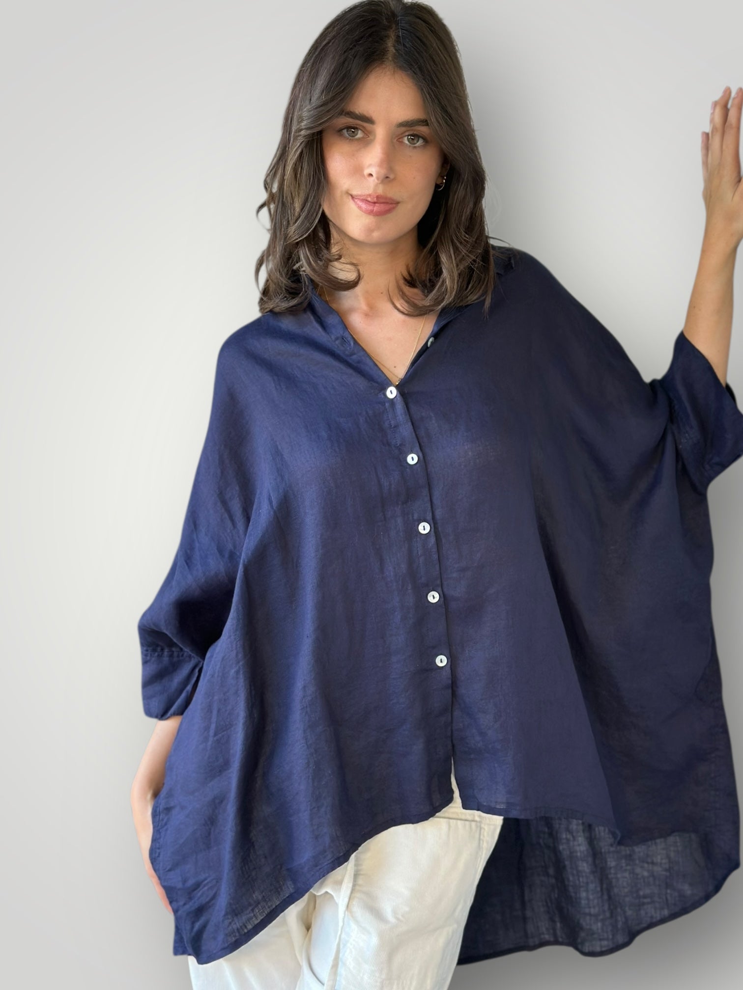 issey shirt - indigo linen Apparel