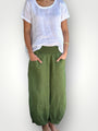 jackie pant - moss linen Apparel