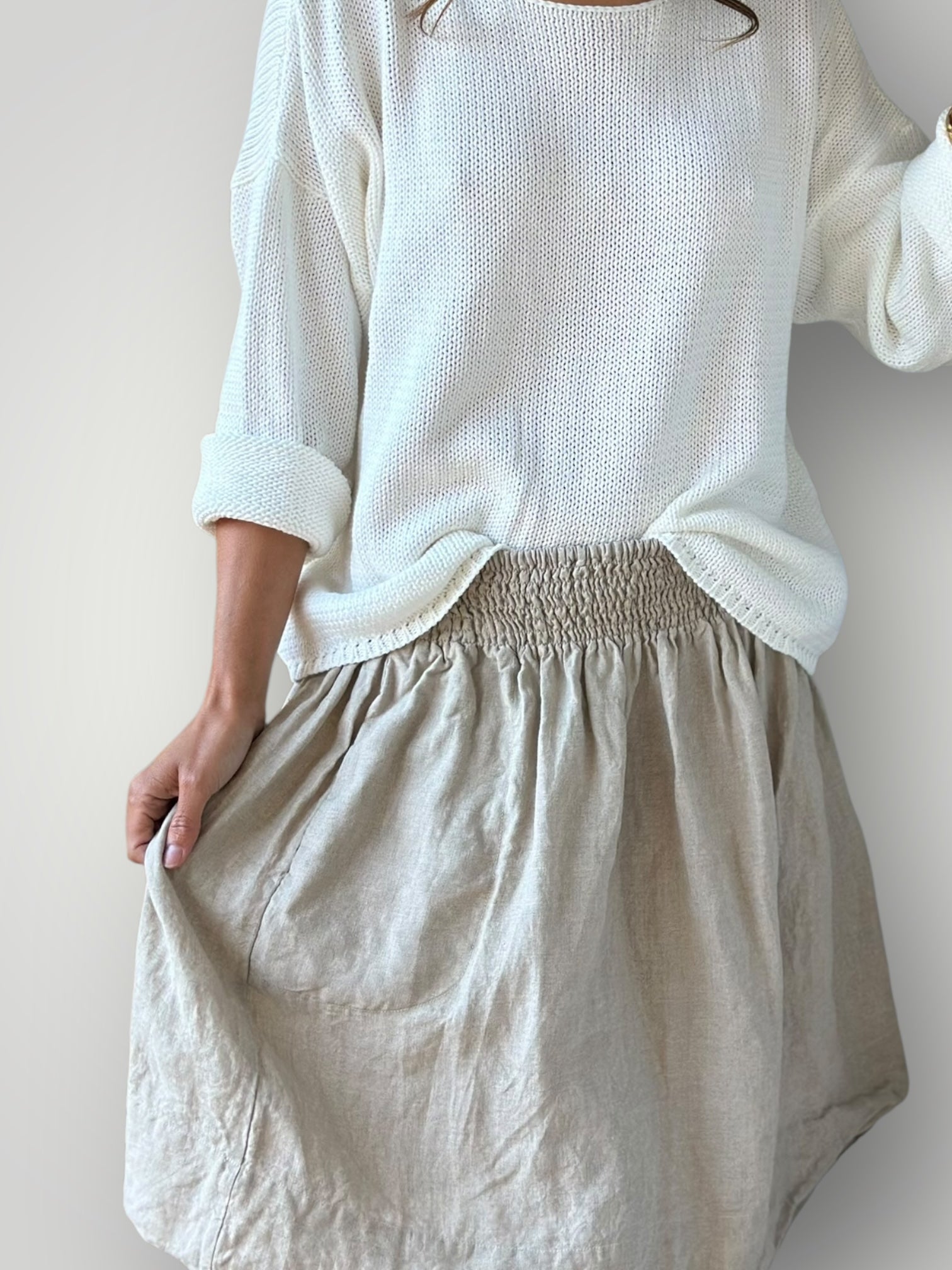 zoe skirt-natural linen Apparel