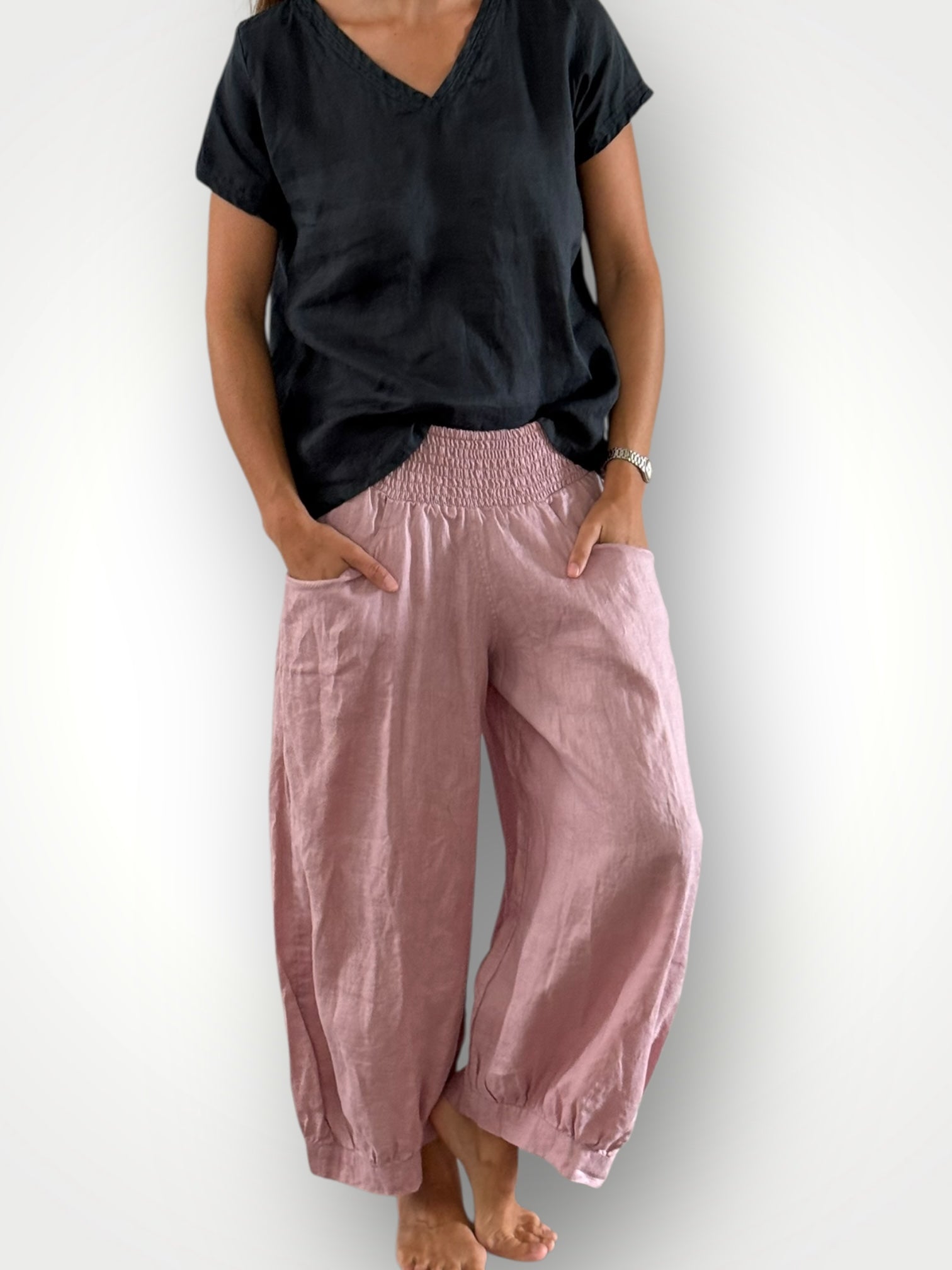 jackie pants - dusty rose linen Apparel