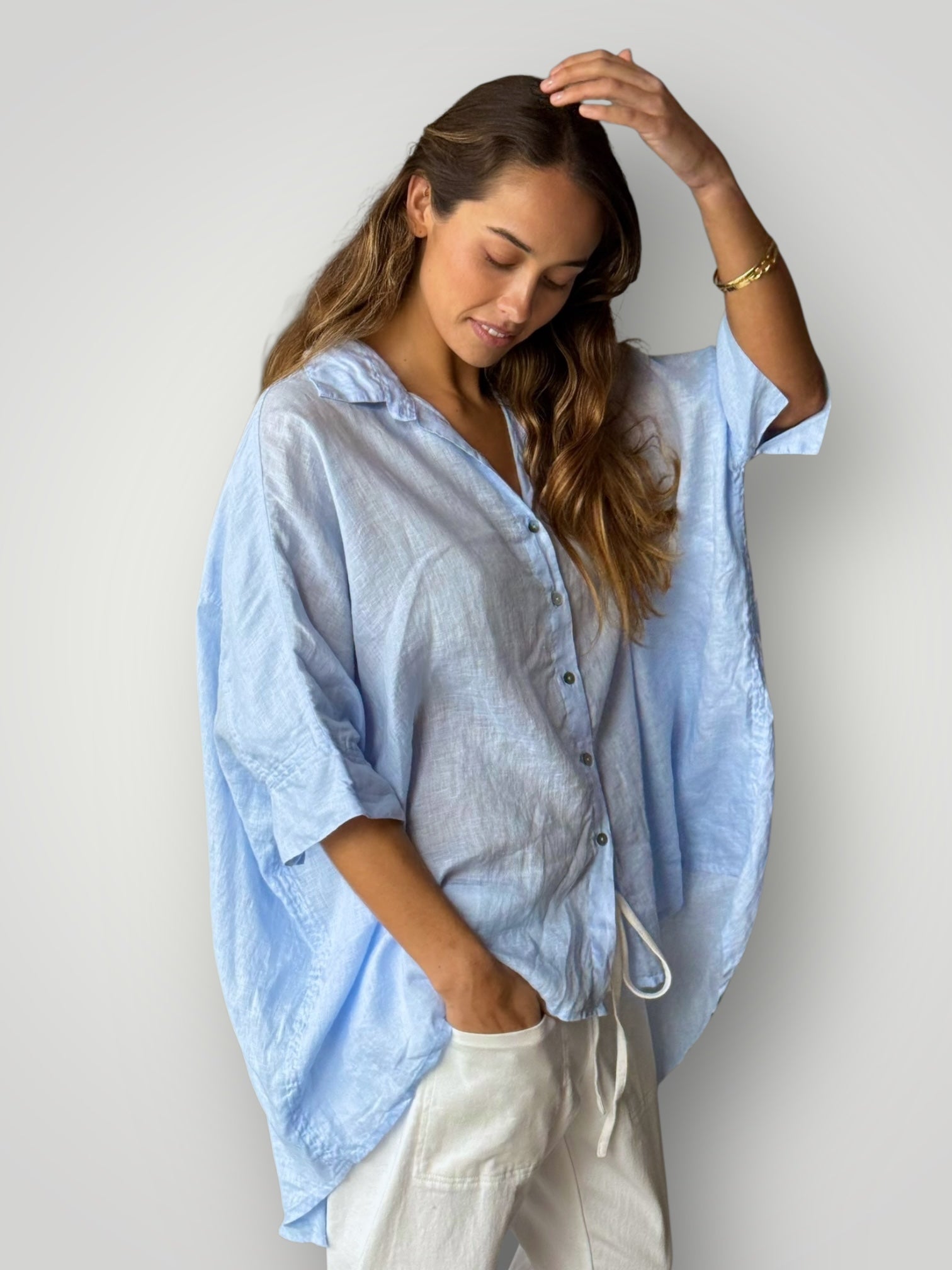 issey shirt - soft blue linen Apparel