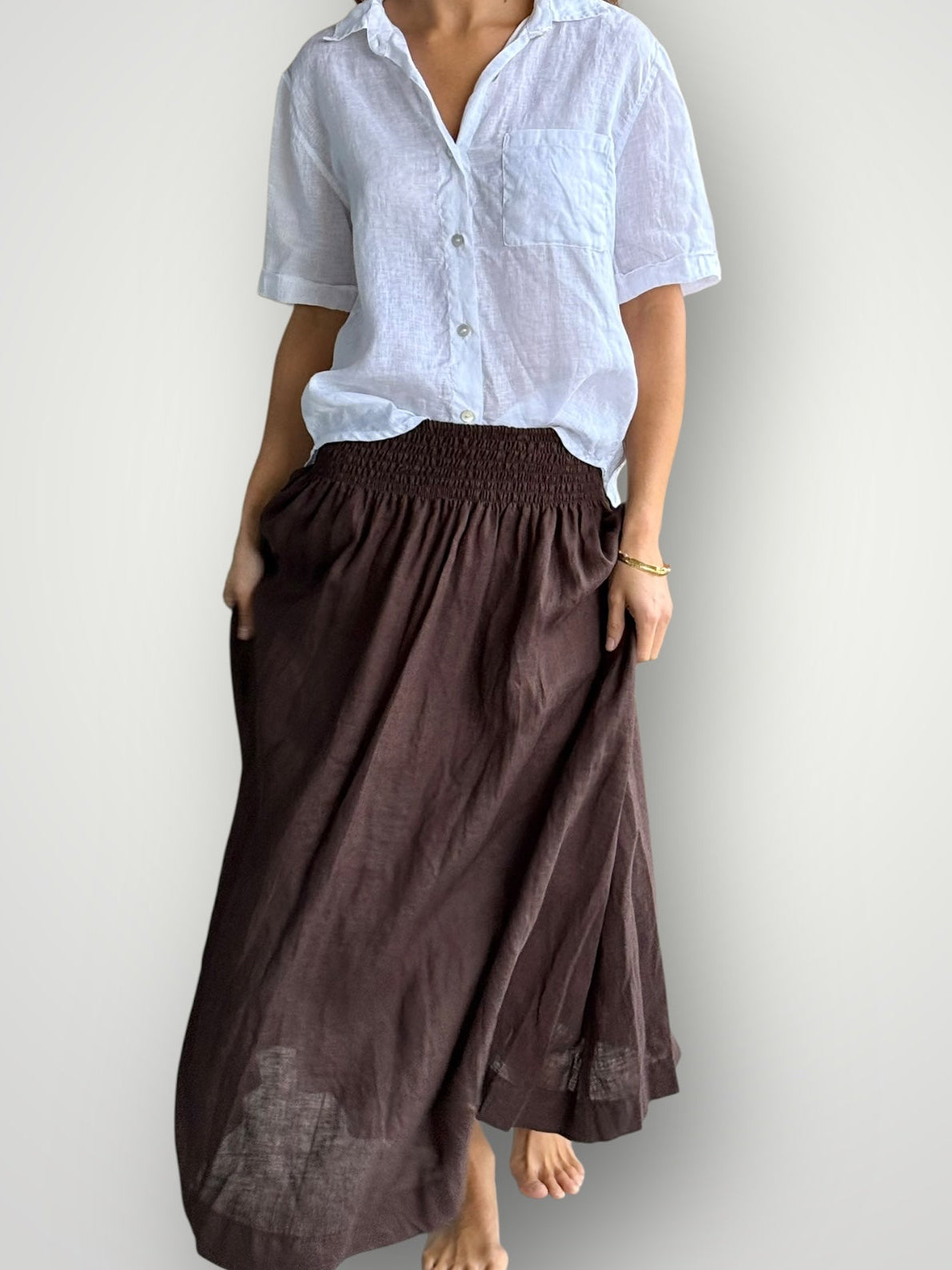 lulu skirt- chocolate linen Apparel