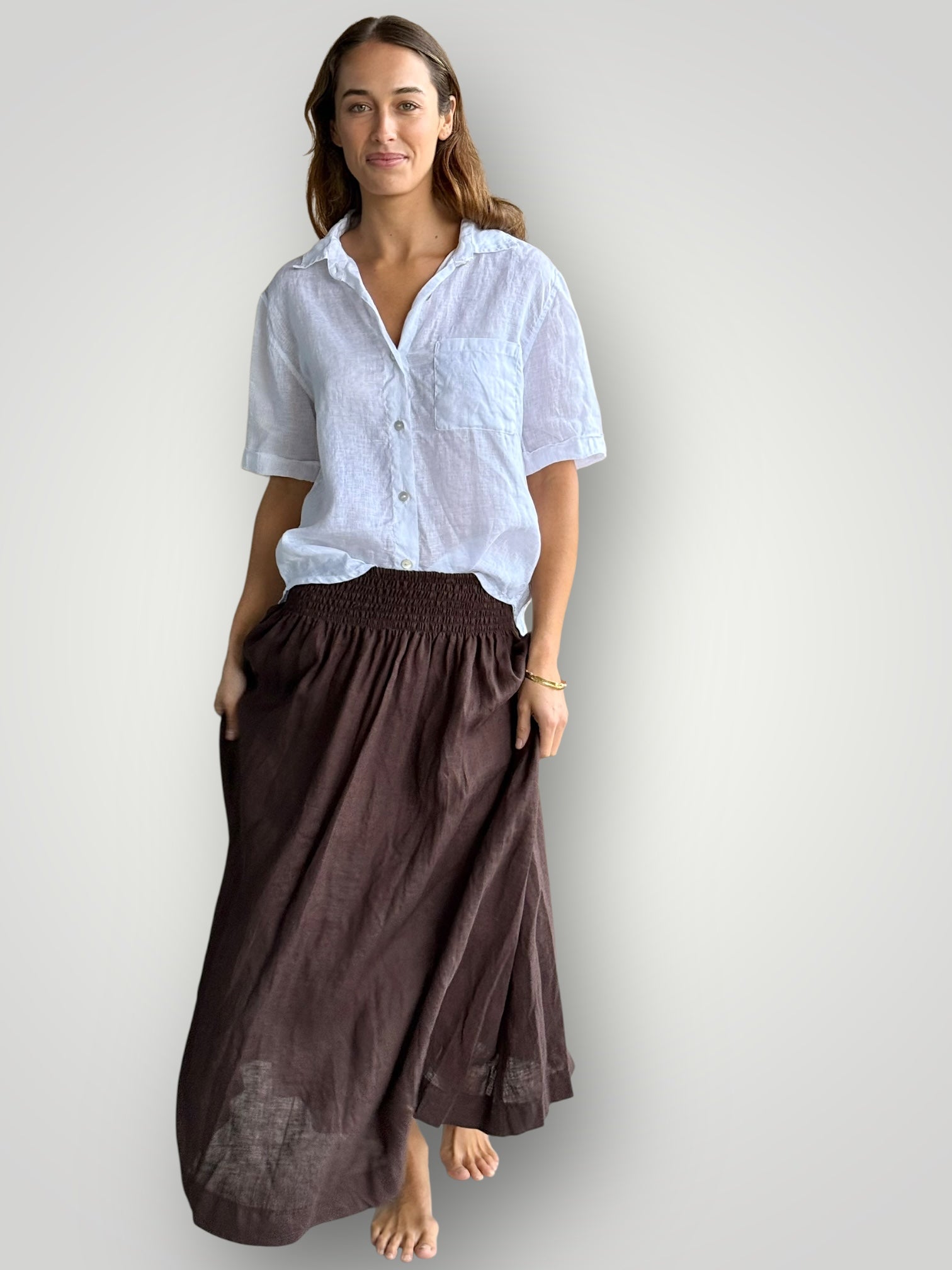 lulu skirt-chocolate linen Apparel
