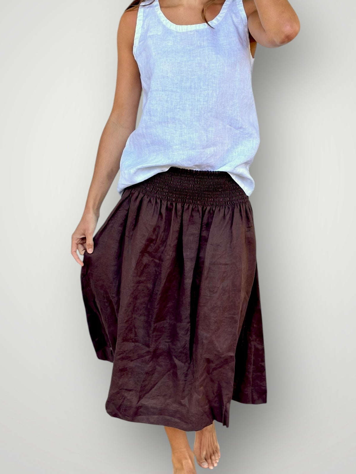 lola skirt - chocolate linen Apparel