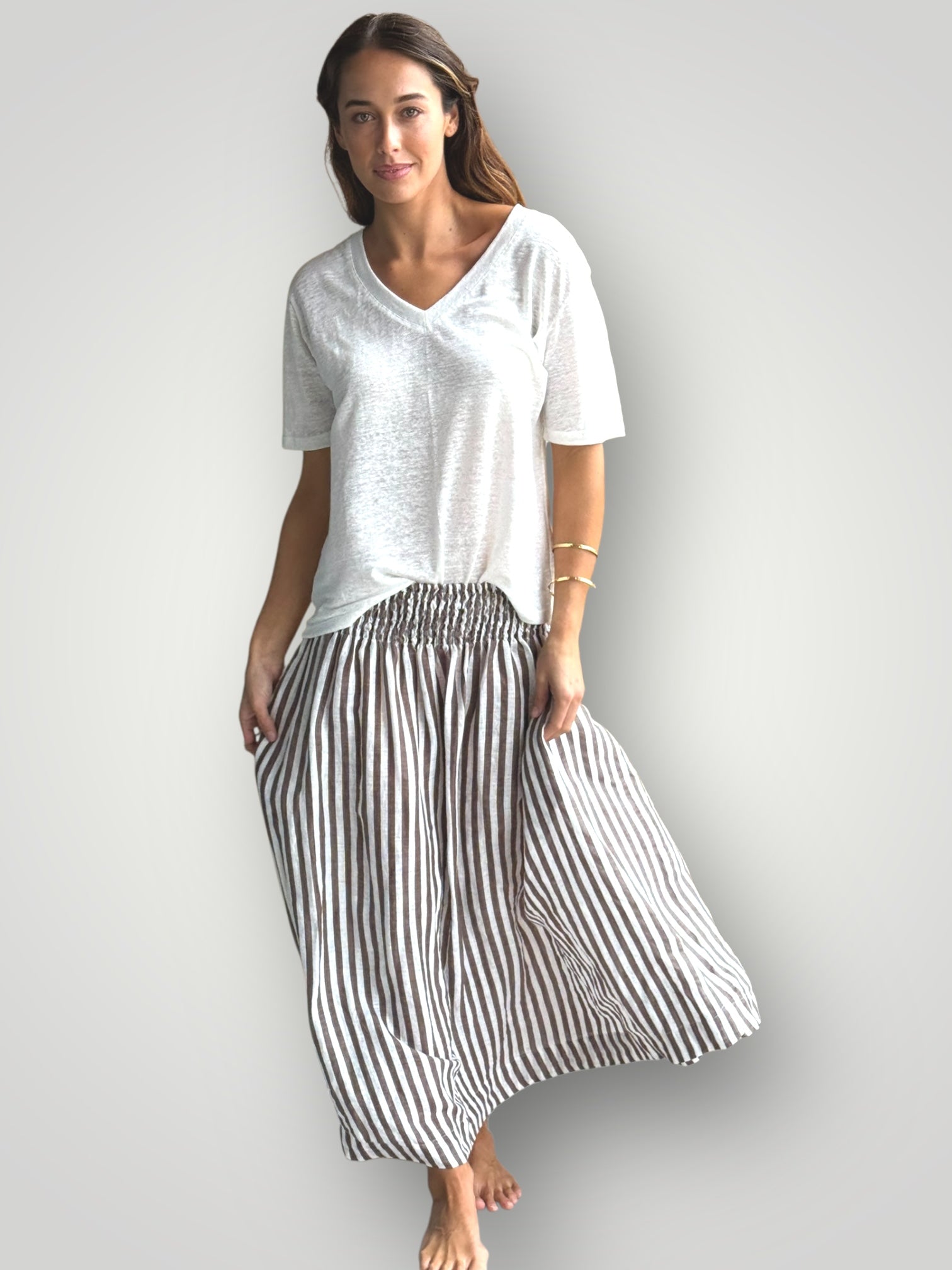lulu skirt - soil stripe linen Apparel