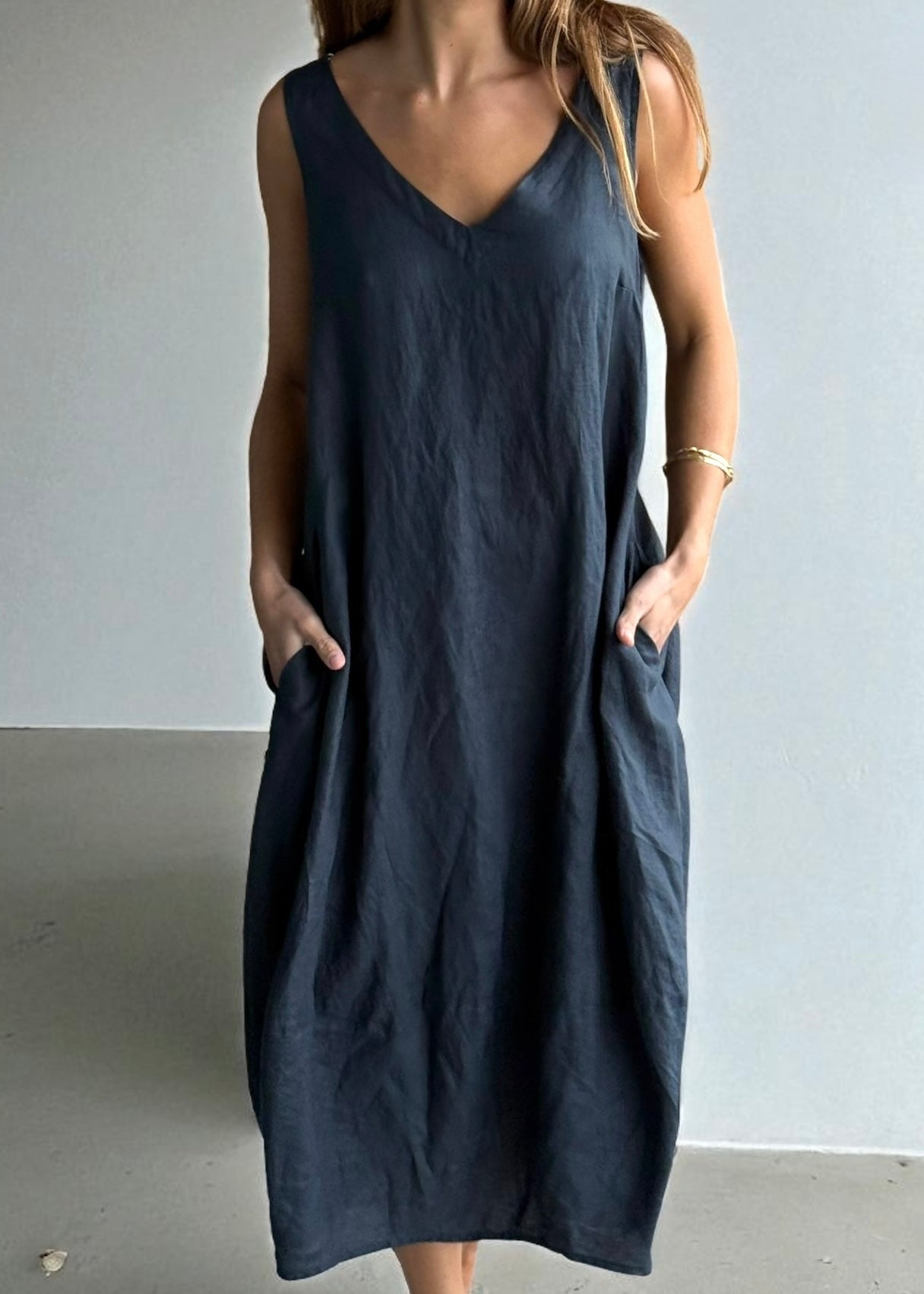 amber dress - charcoal linen Apparel