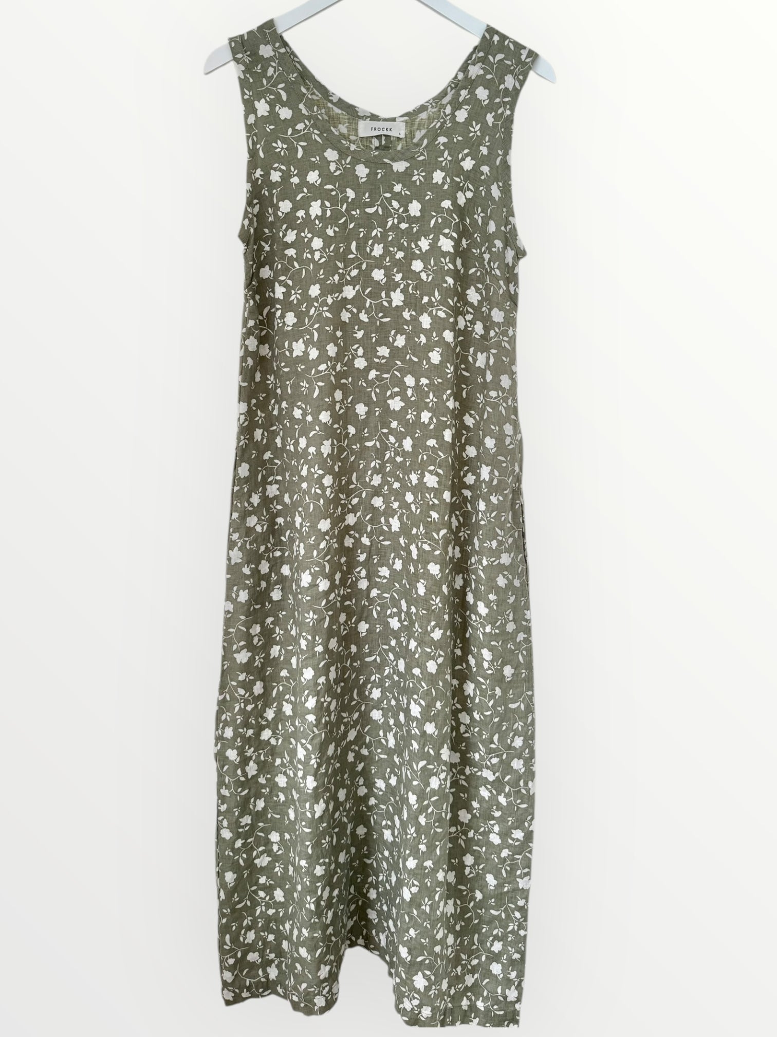 imogen dress-sage floral linen