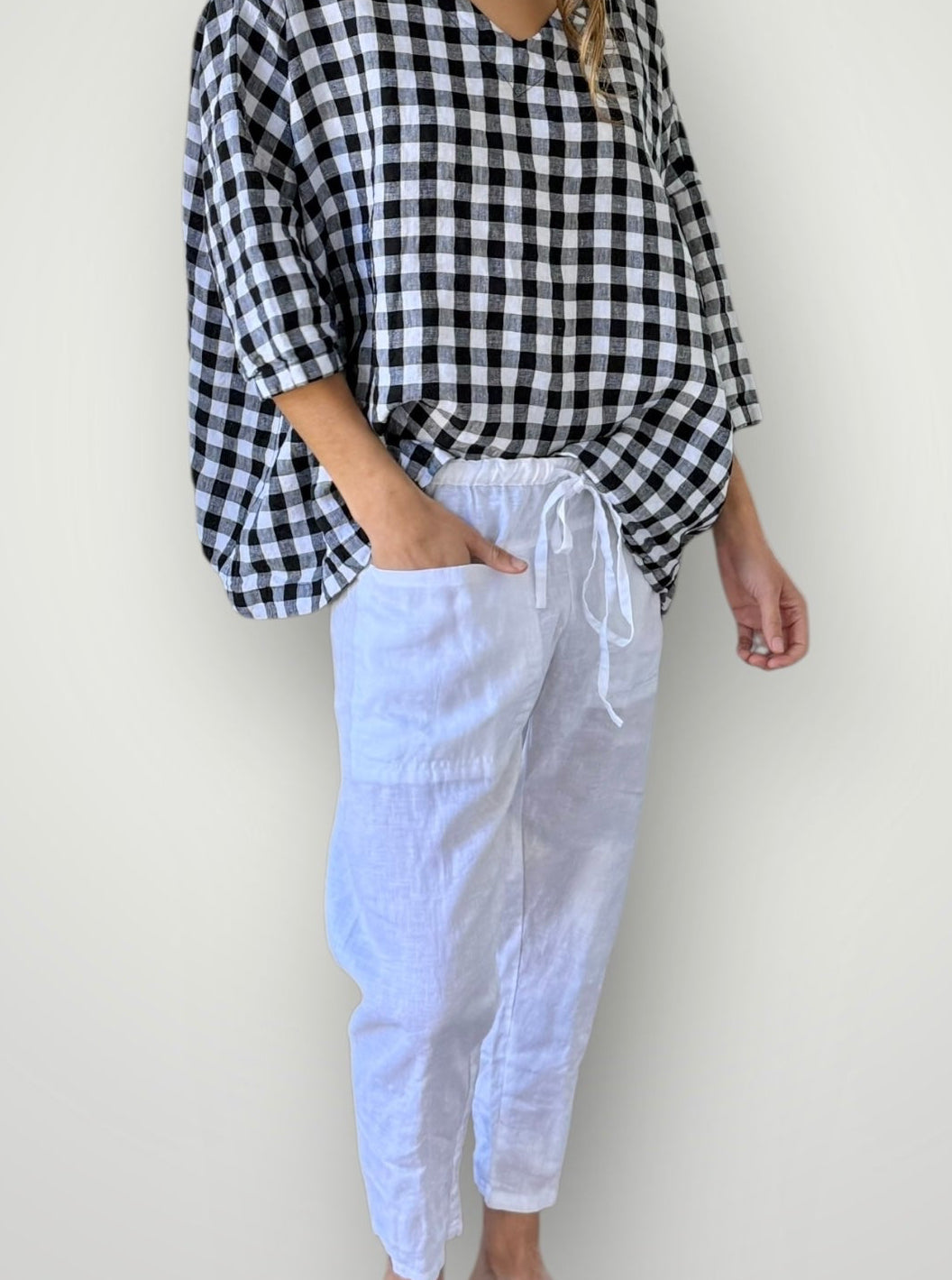 jessie pant-white linen Apparel