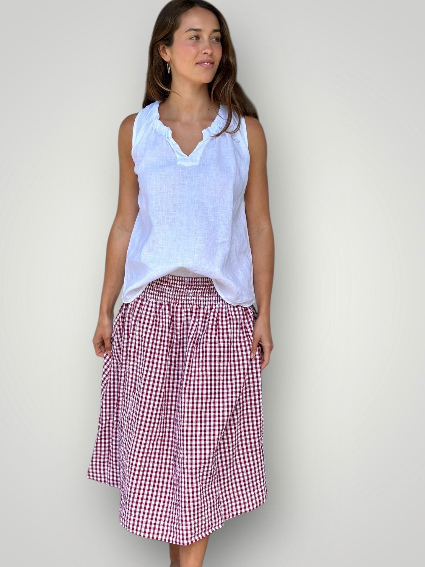 lola skirt -red gingham cotton Apparel