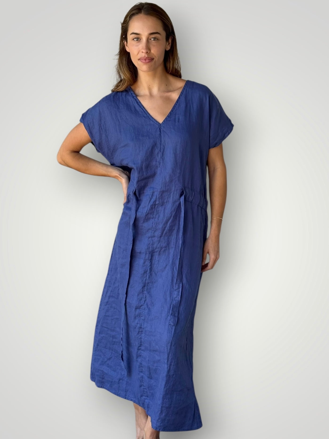 harper dress - blue dusk linen Apparel