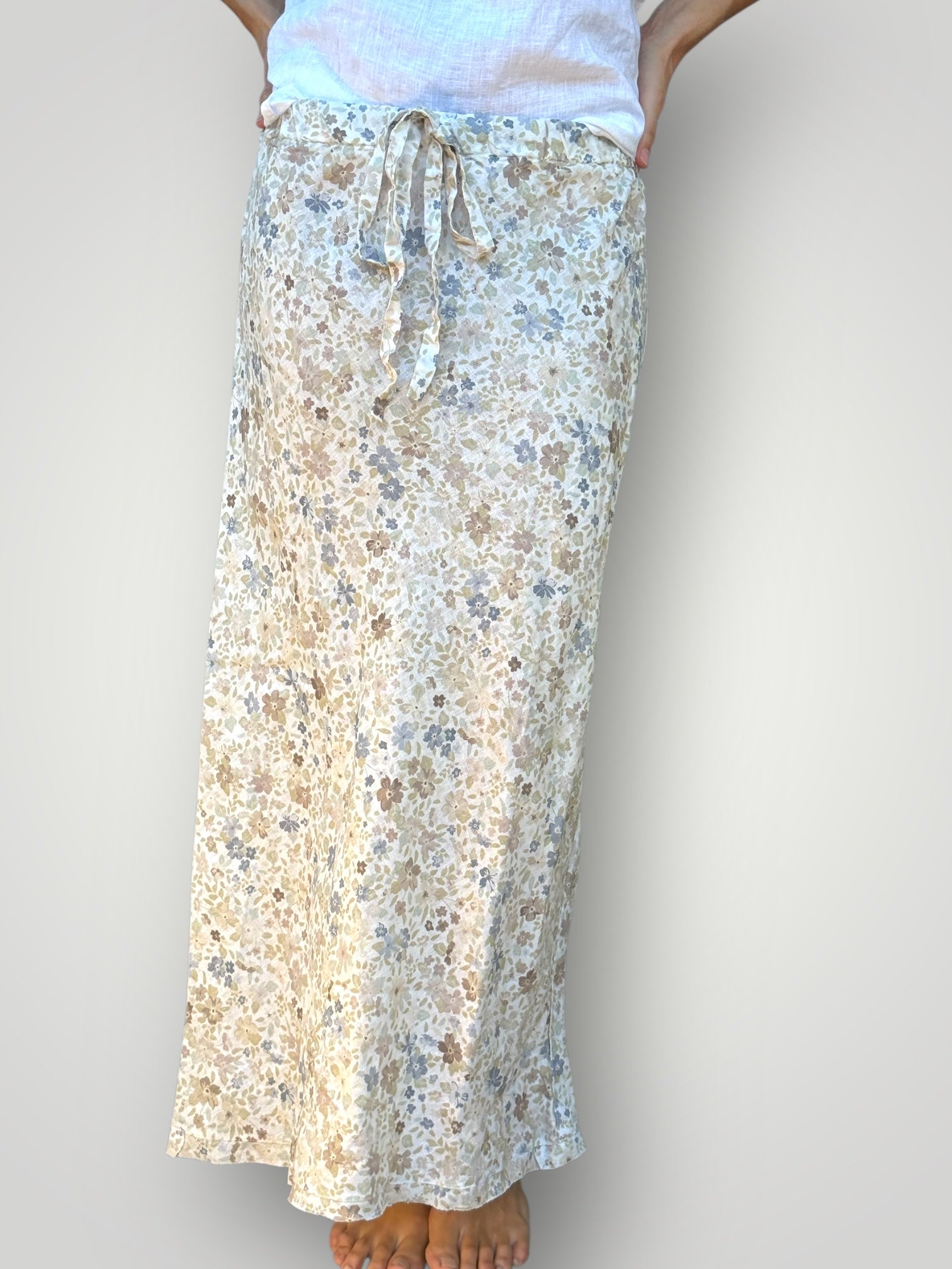 anthea skirt - flower patch linen Apparel