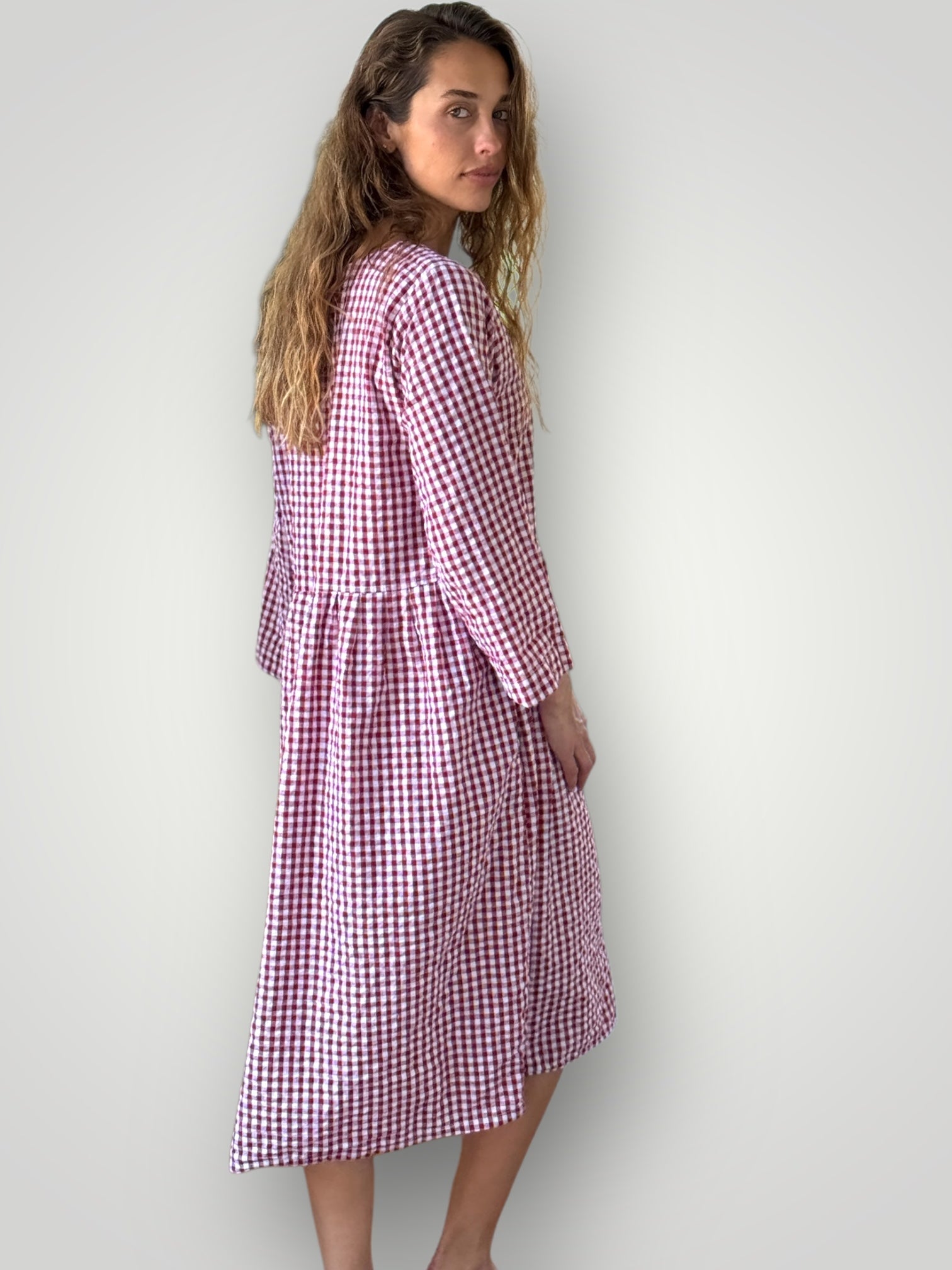 april dress - red gingham cotton Apparel