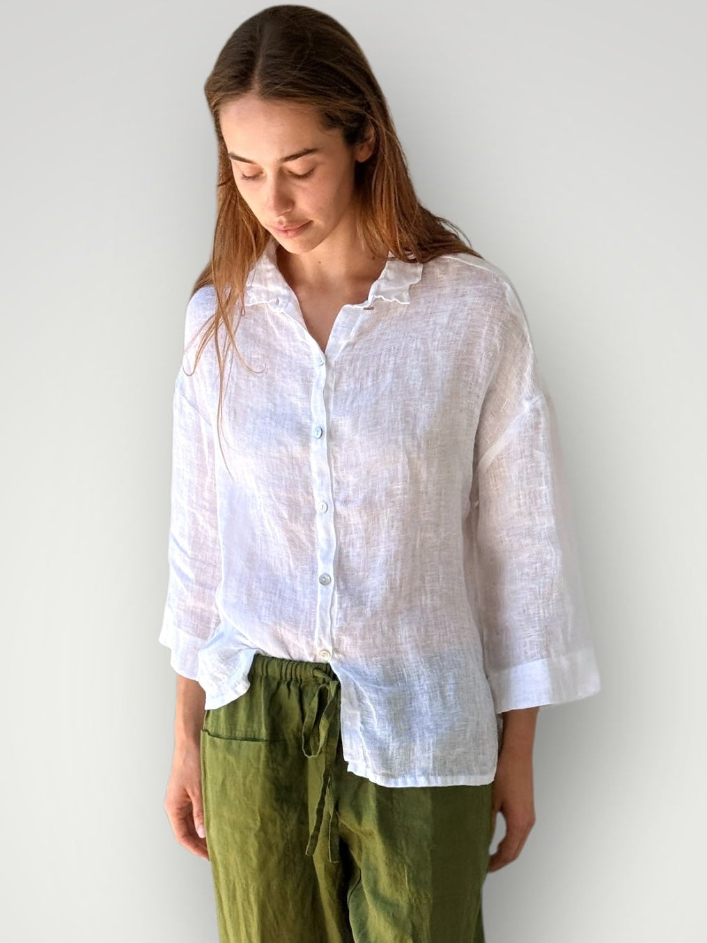deanna shirt - white linen gauze Apparel