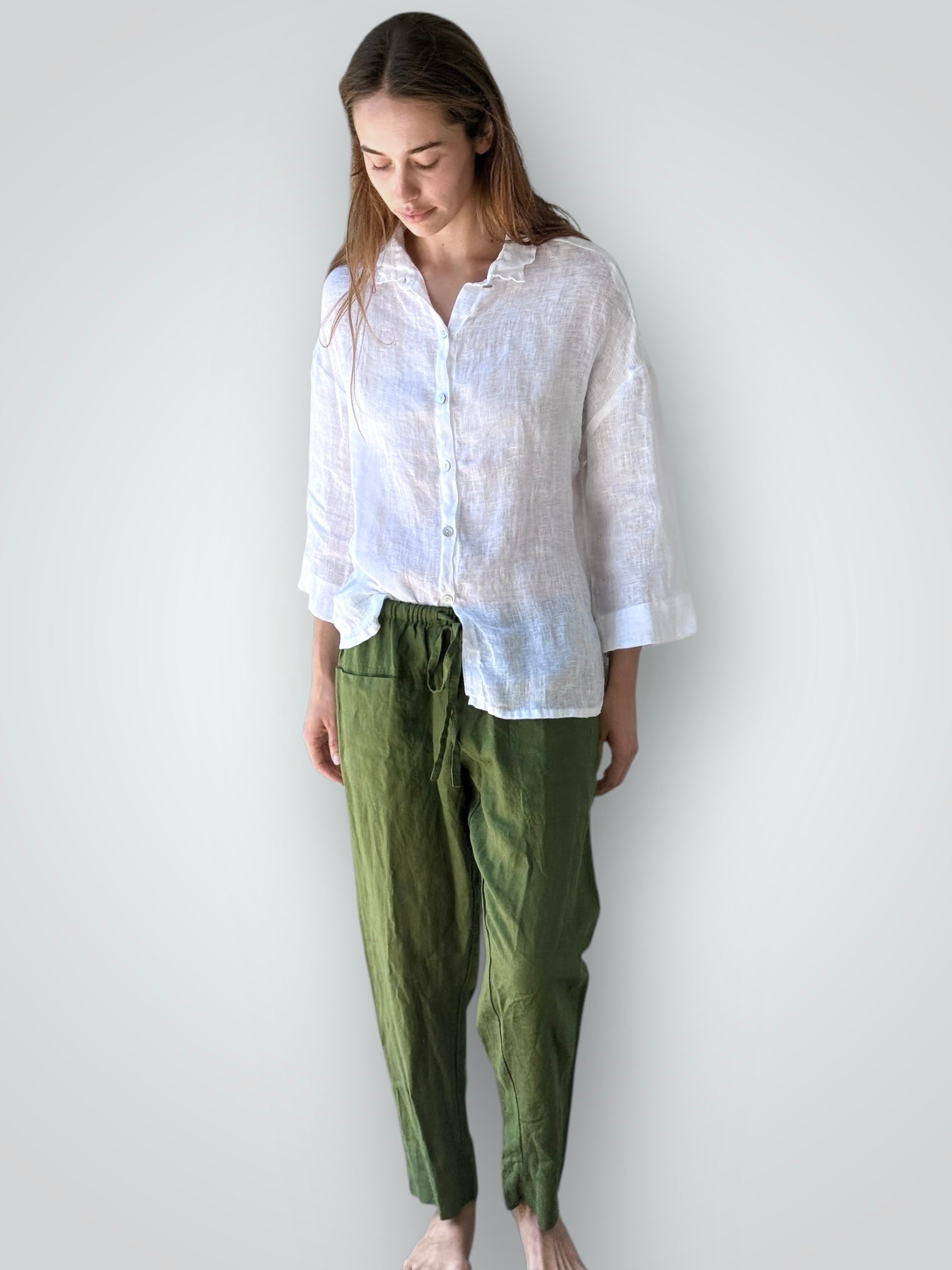 darcy pants - moss linen Apparel