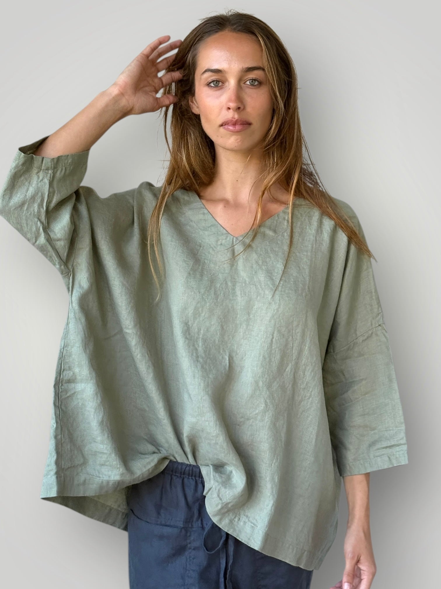 lydia top - sage linen Apparel