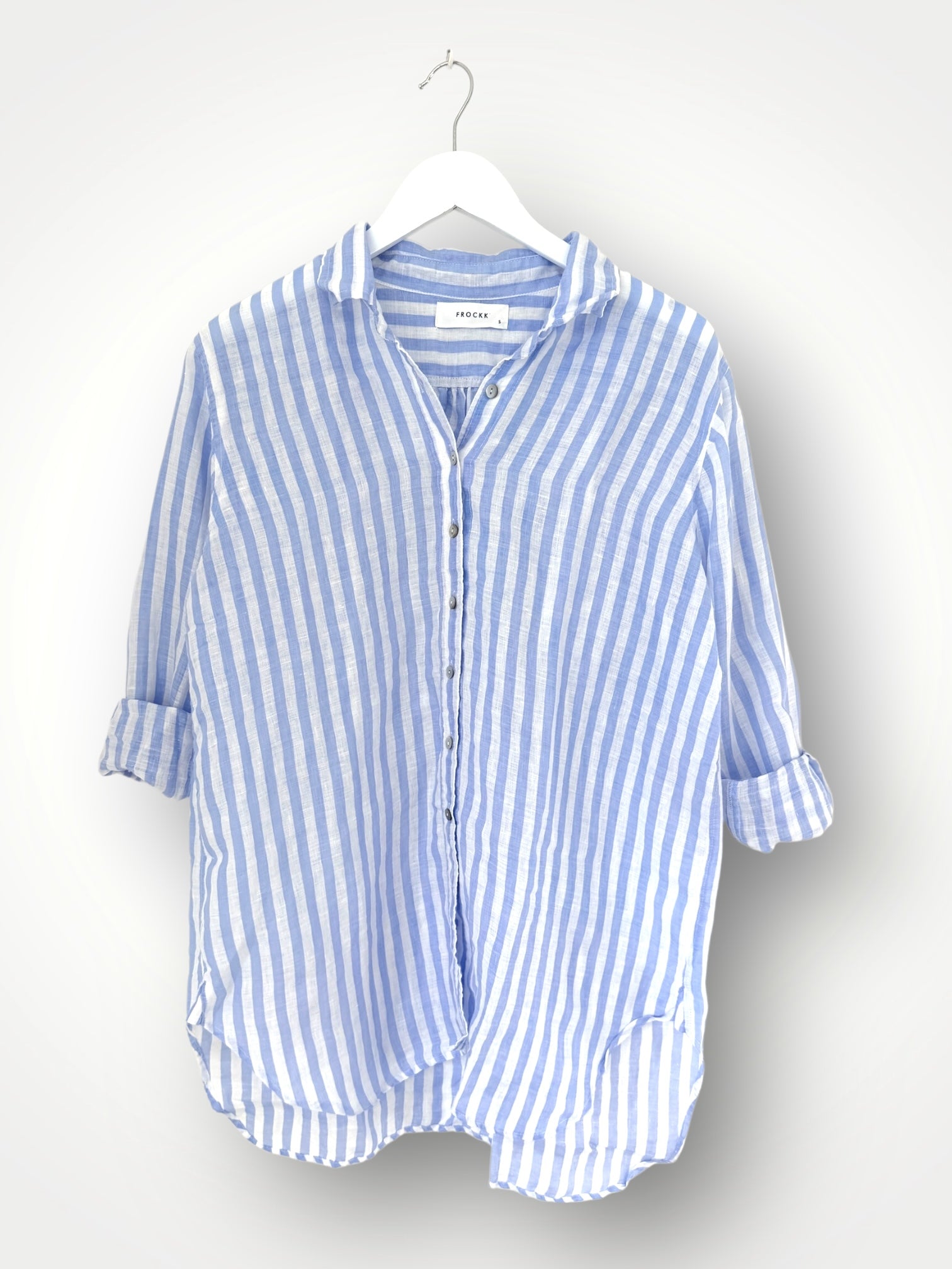 skyla shirt - soft blue stripe linen Apparel