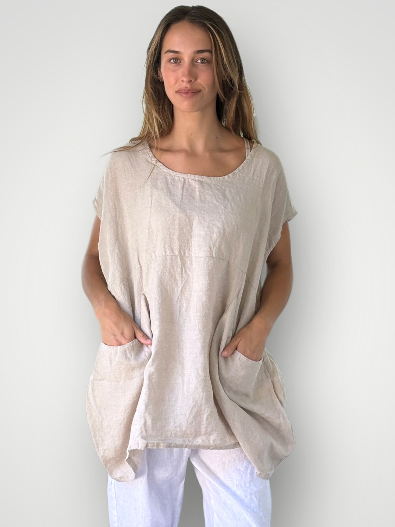 melrose top - natural linen Apparel