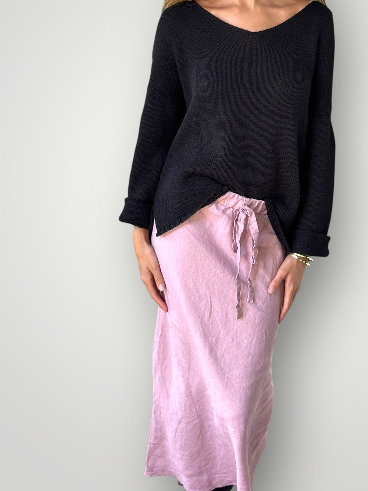 anthea skirt - dusty rose linen Apparel