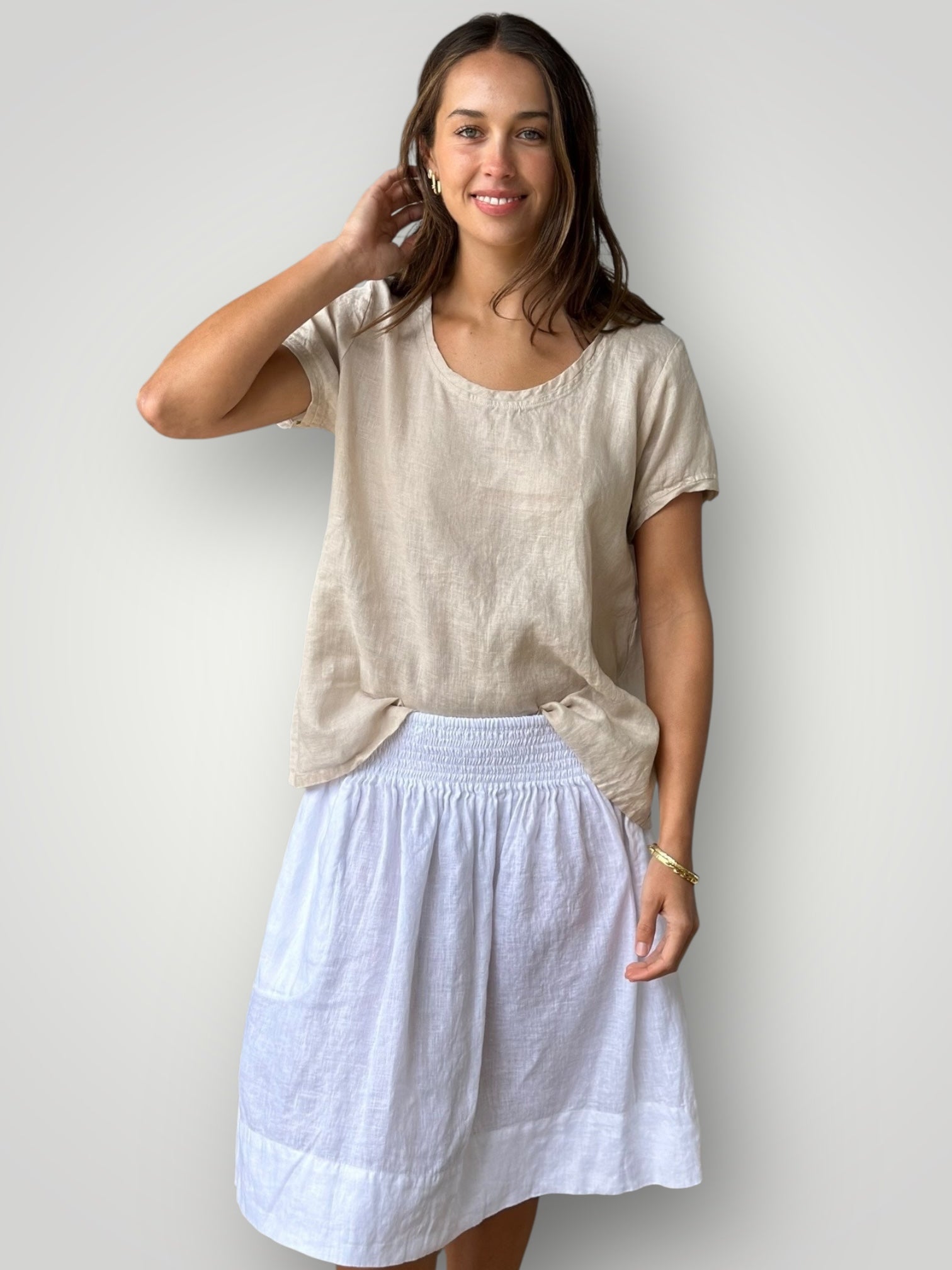 zoe skirt - white linen Apparel