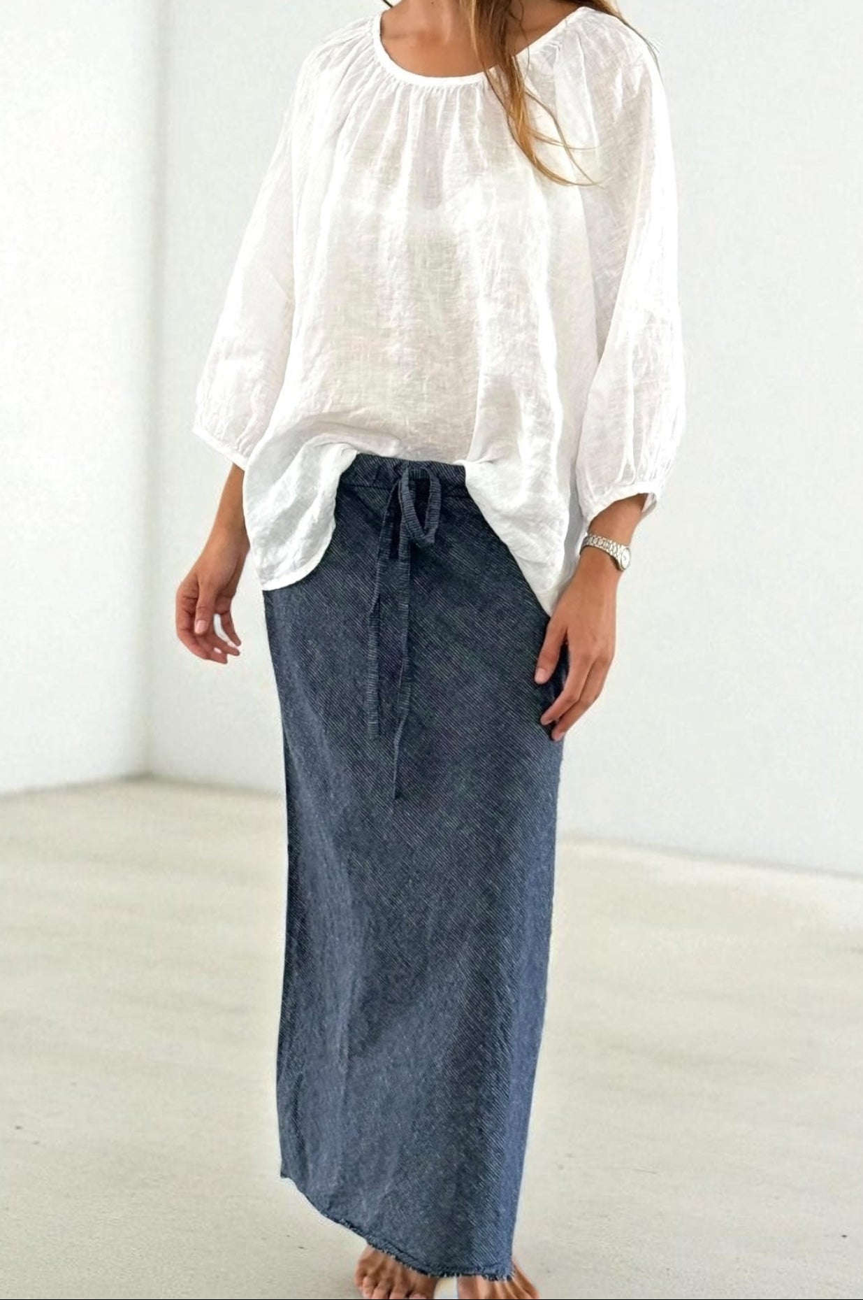 anthea skirt - navy stripe Apparel