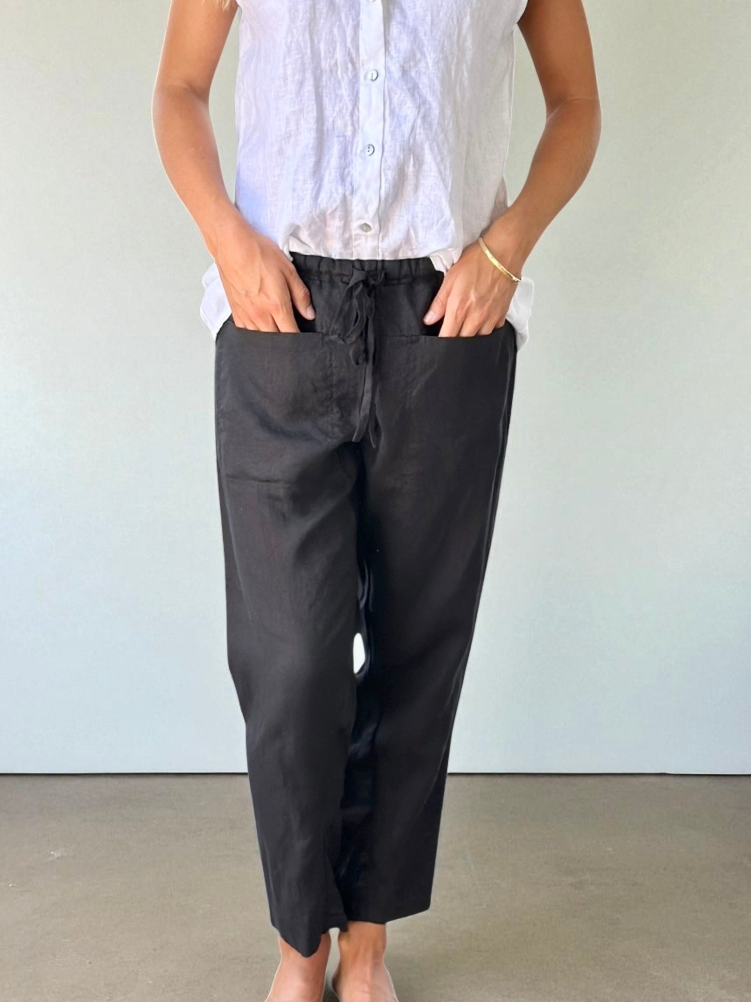 jessie pant-black linen Apparel