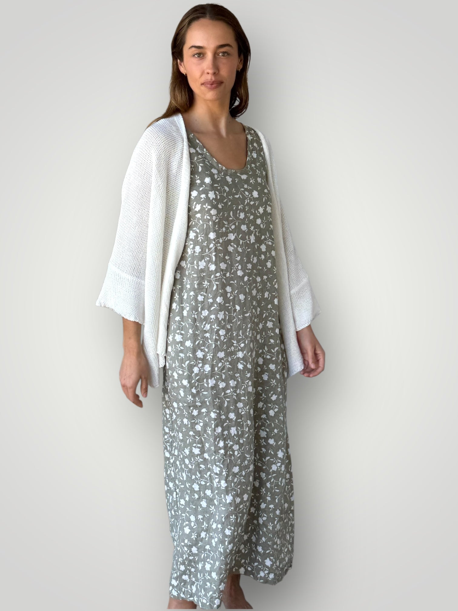 imogen dress-sage floral linen