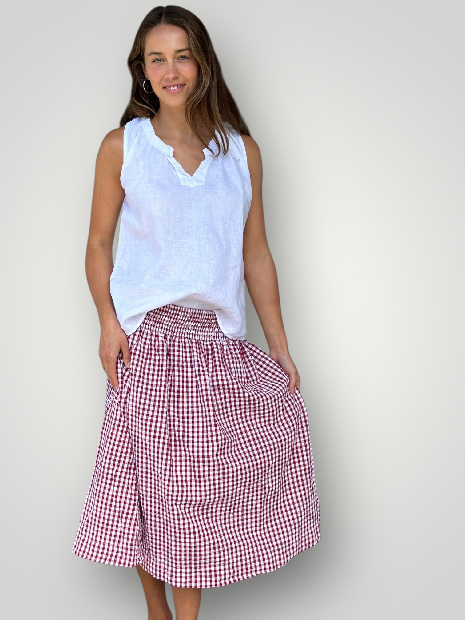 lola skirt -red gingham cotton Apparel