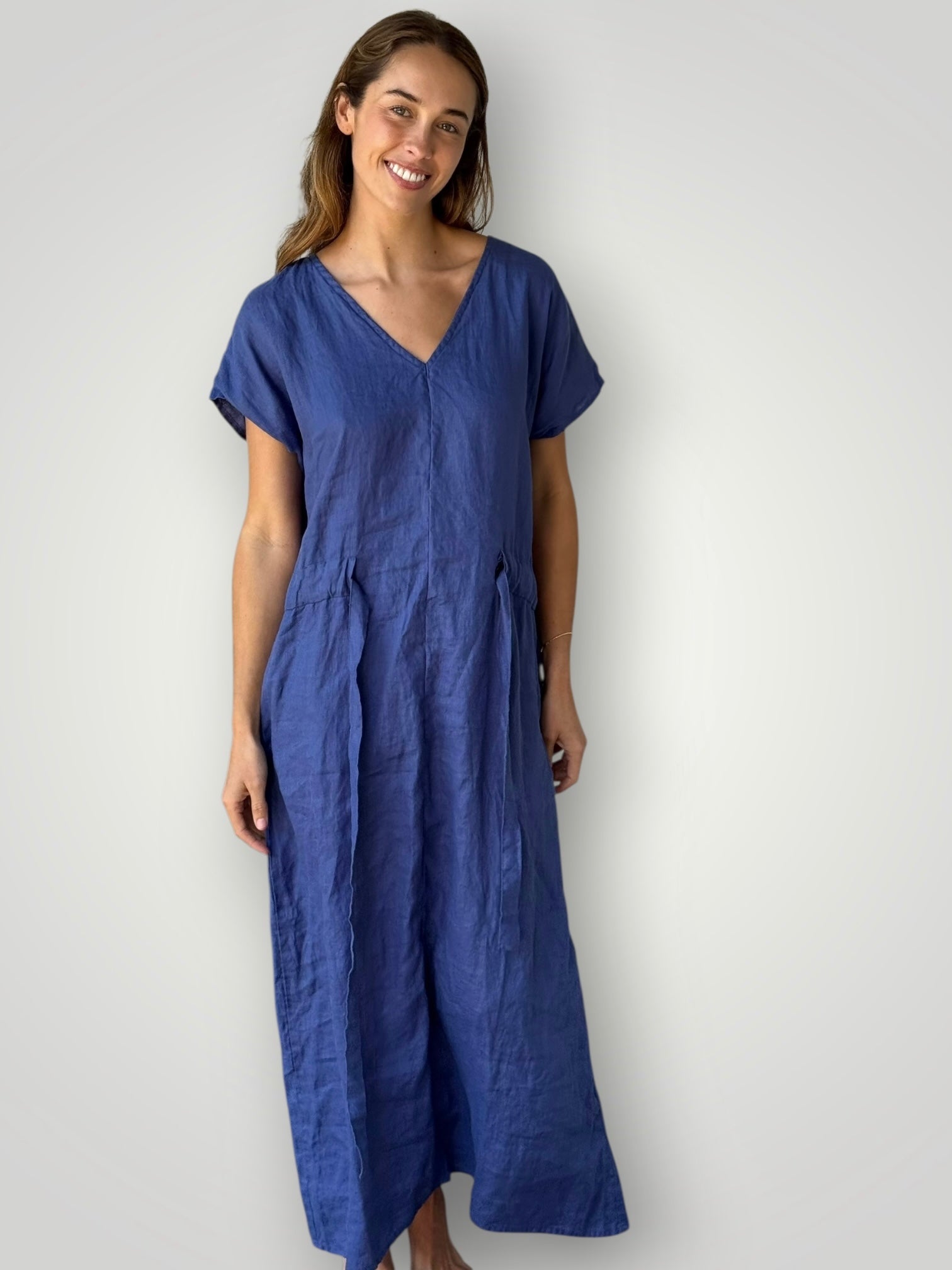 harper dress - blue dusk linen Apparel