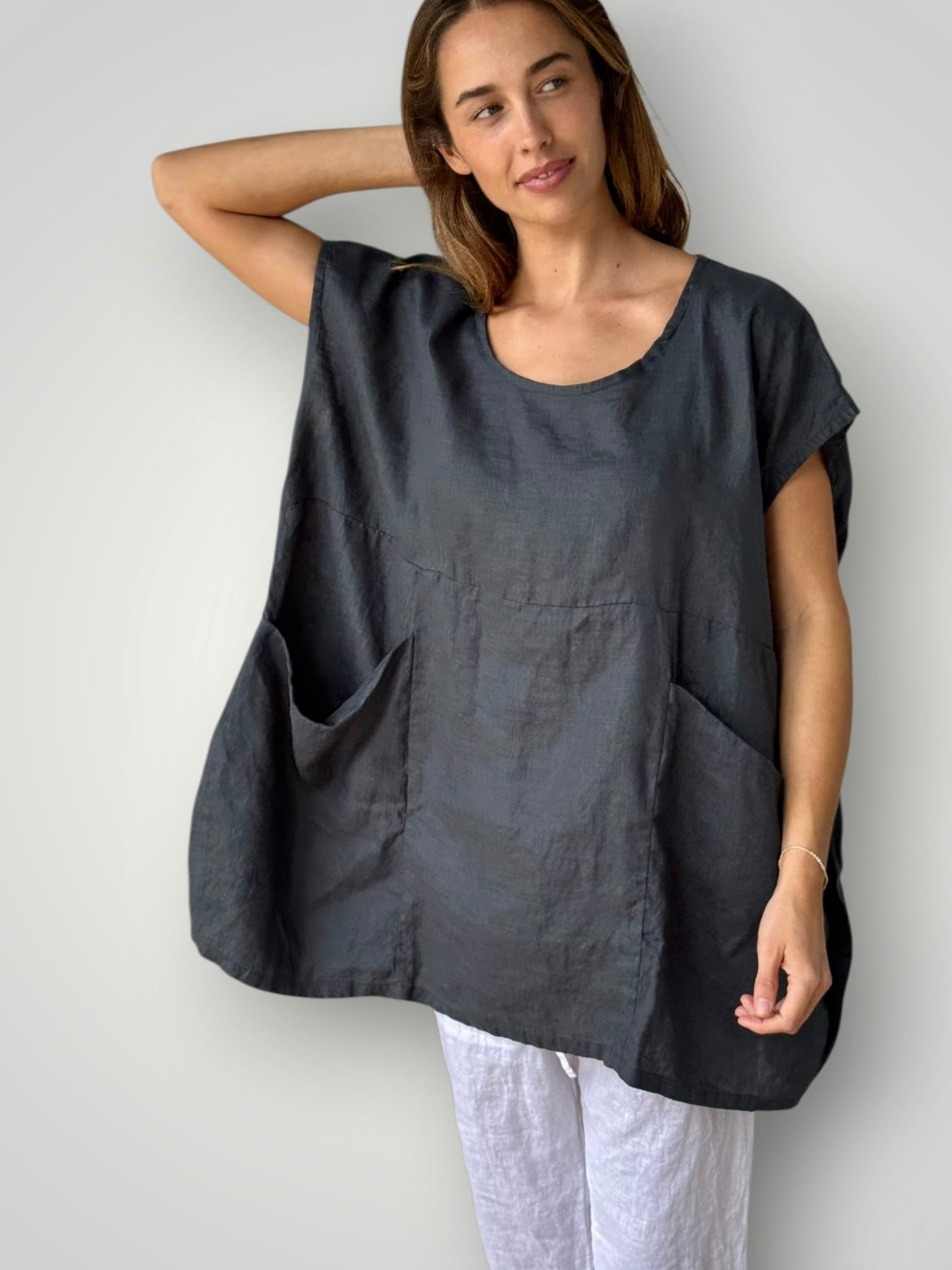 melrose top - charcoal linen Apparel