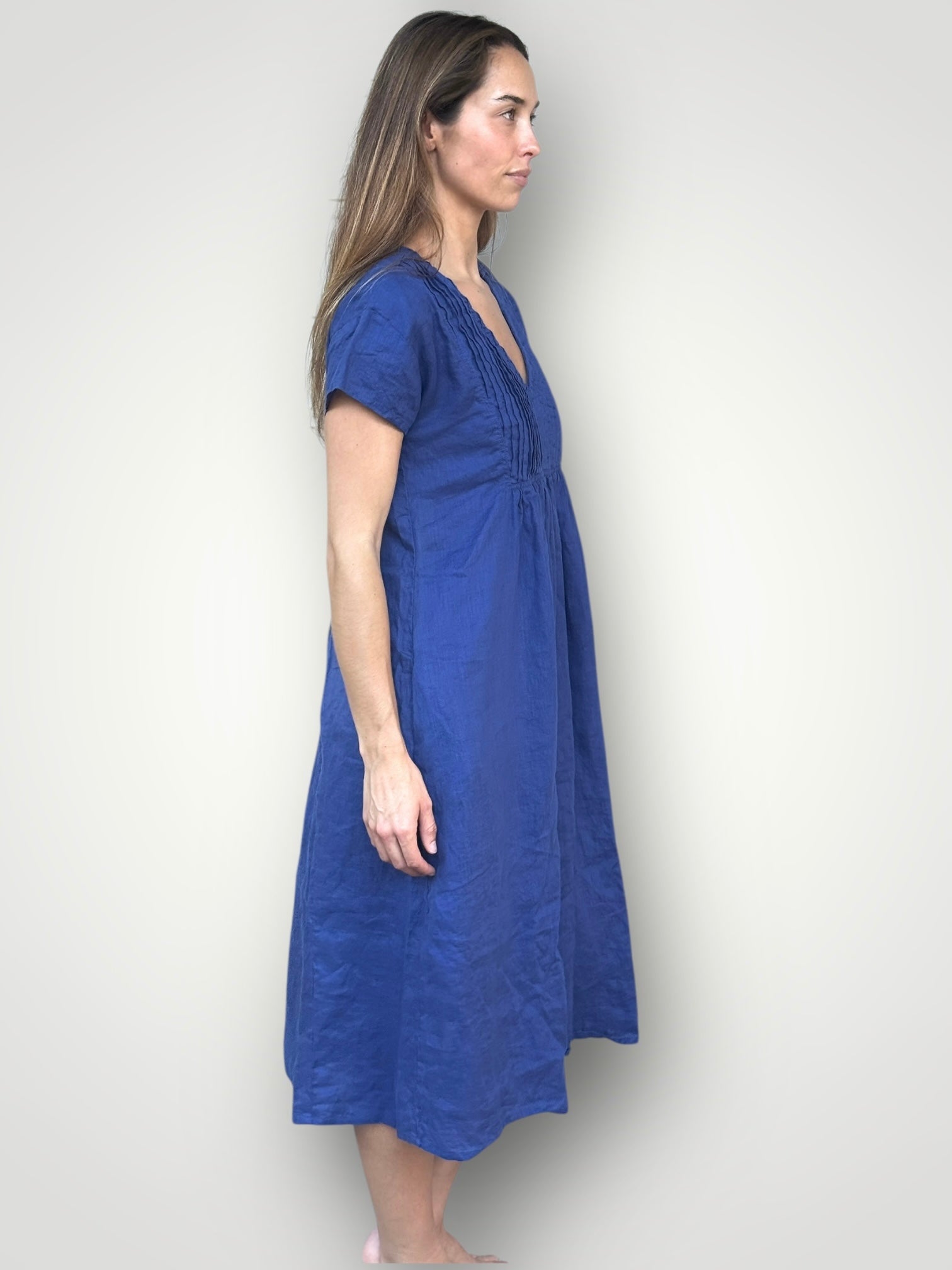 nellie dress-blue dusk linen