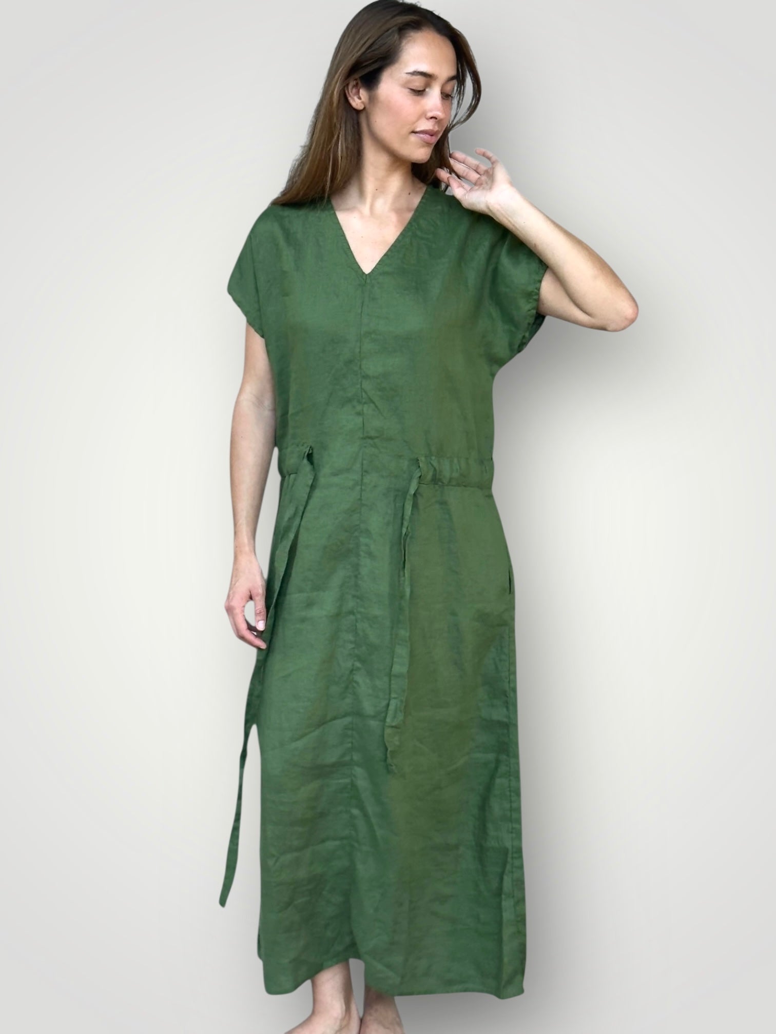 harper dress - moss linen Apparel