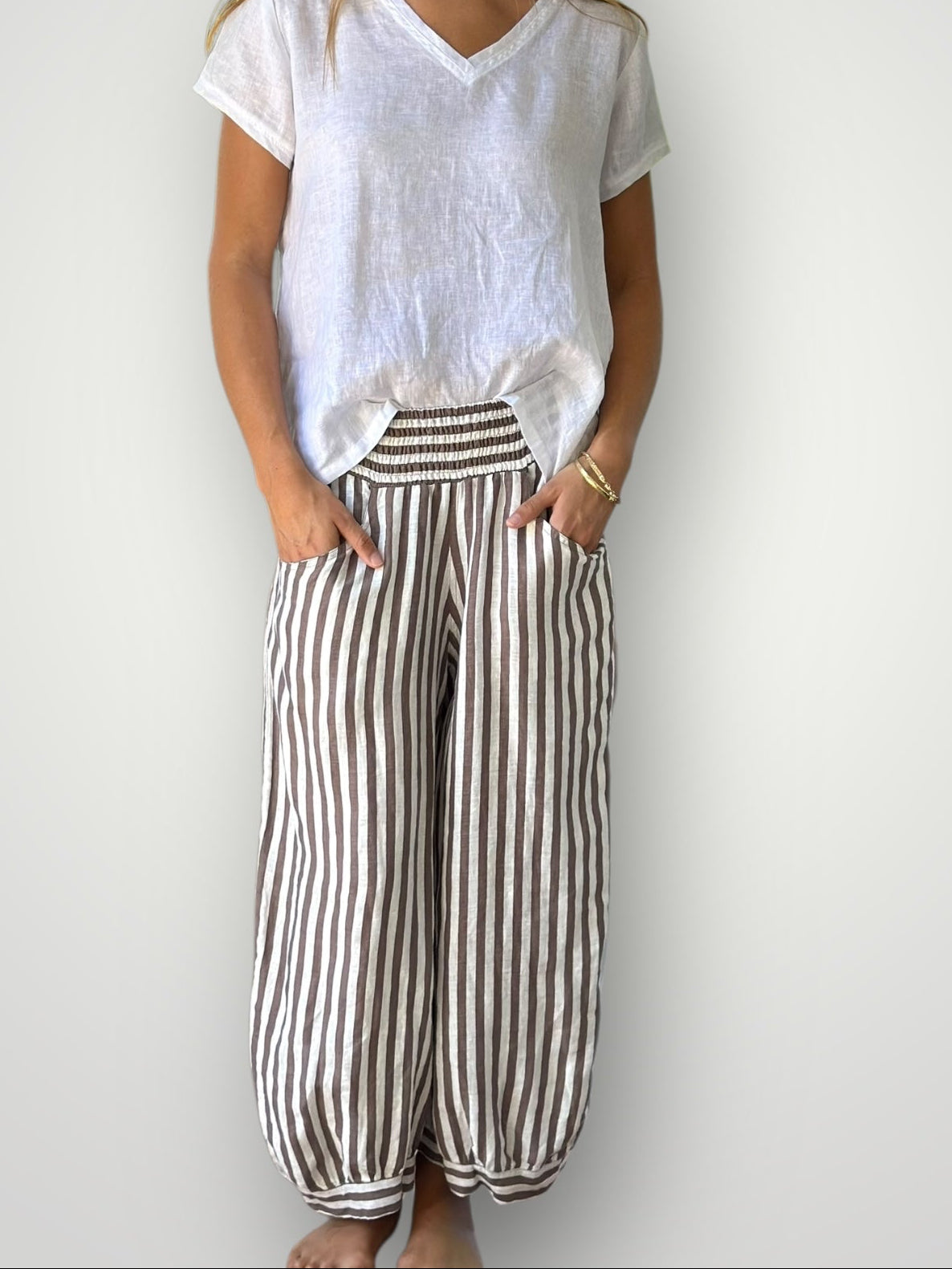 jackie pant - small soil stripe linen Apparel