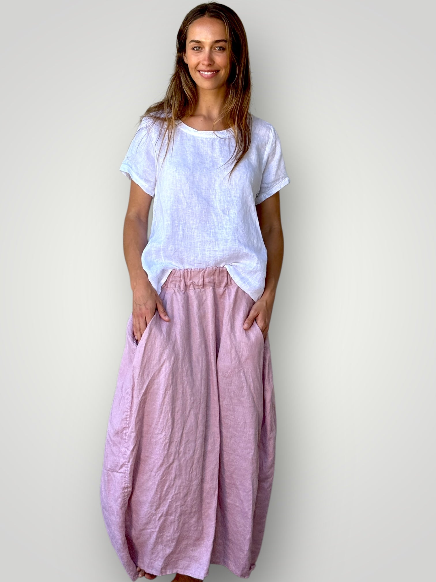 lana skirt-dusty rose linen Apparel