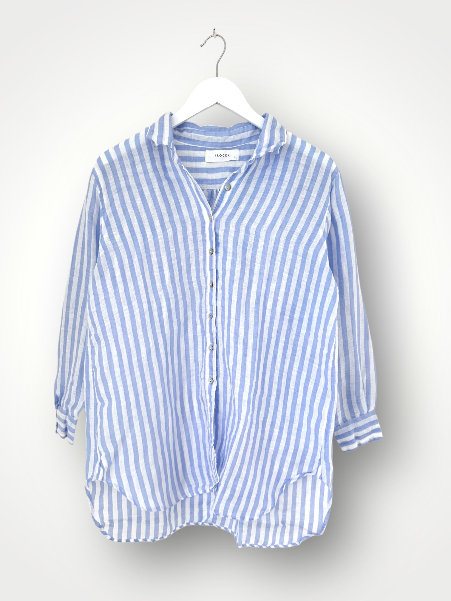 skyla shirt - soft blue stripe linen Apparel