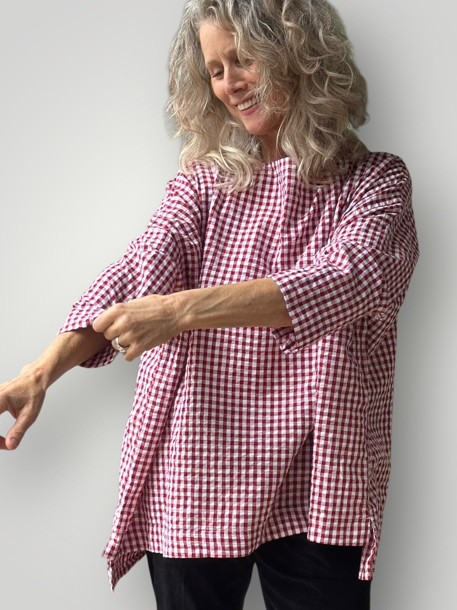 avril top - dark red gingham Apparel